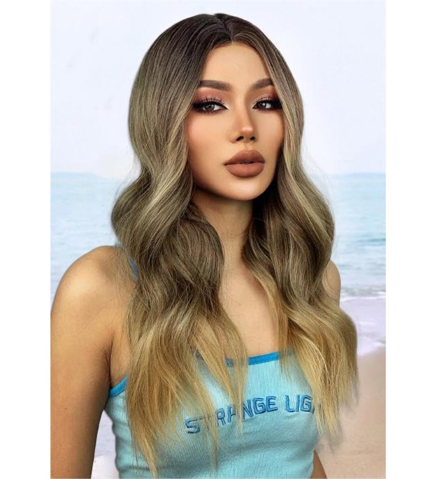 AISI QUEENS Long Wavy Dirty Blonde Highlights Synthetic Wig 20 Inch - Natural Look Heat Resistant Fiber Hair for Women | Ideal for Daily & Party Use - Buy Online on GoSupps.com