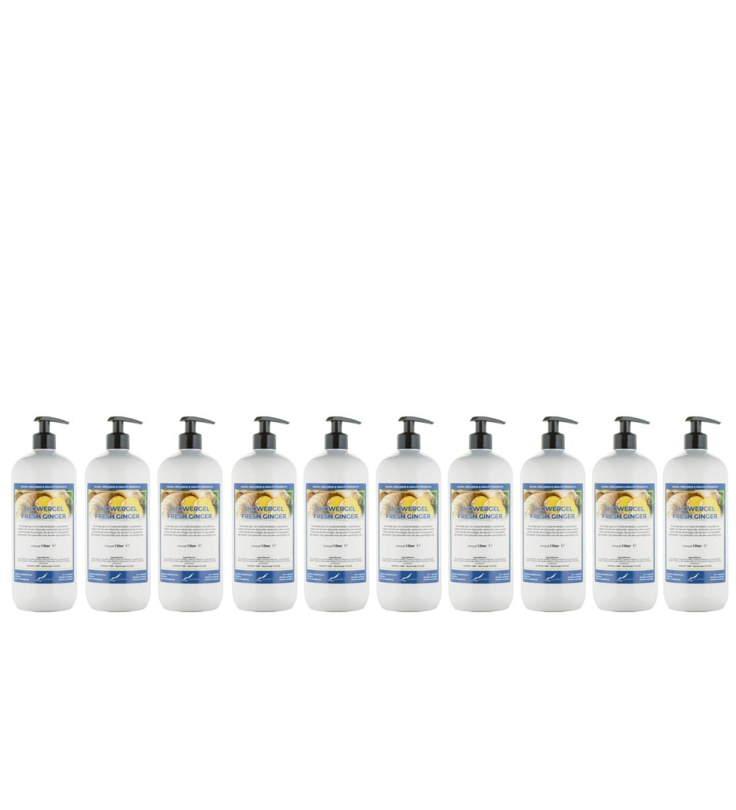 Claudius Showergel Fresh Ginger 10 x 1 liter with 10 pumps white