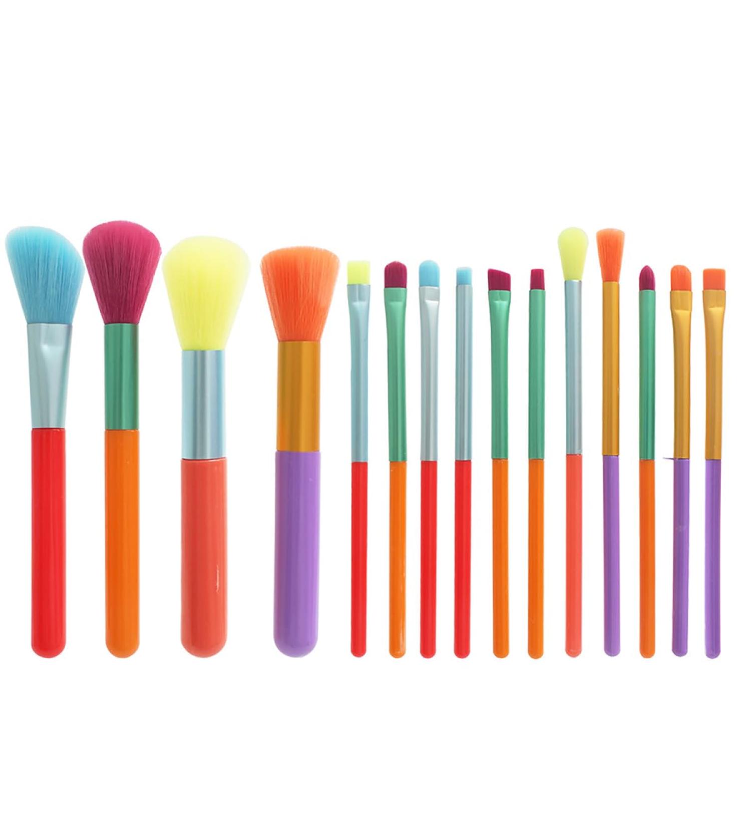 15-Piece Watercolor Makeup Brush Set | Multi-Colored Portable Beauty Tools for Flawless Blending & Application - Buy Online on GoSupps.com
