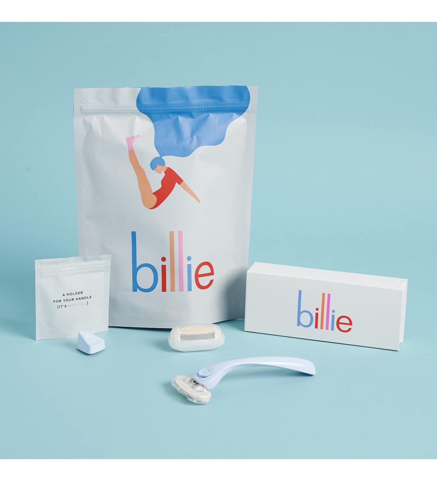 Billie Cool Blue Shaving Razor with 2 x 5-Blade Cartridges and Magic Holder - Buy Online on GoSupps.com