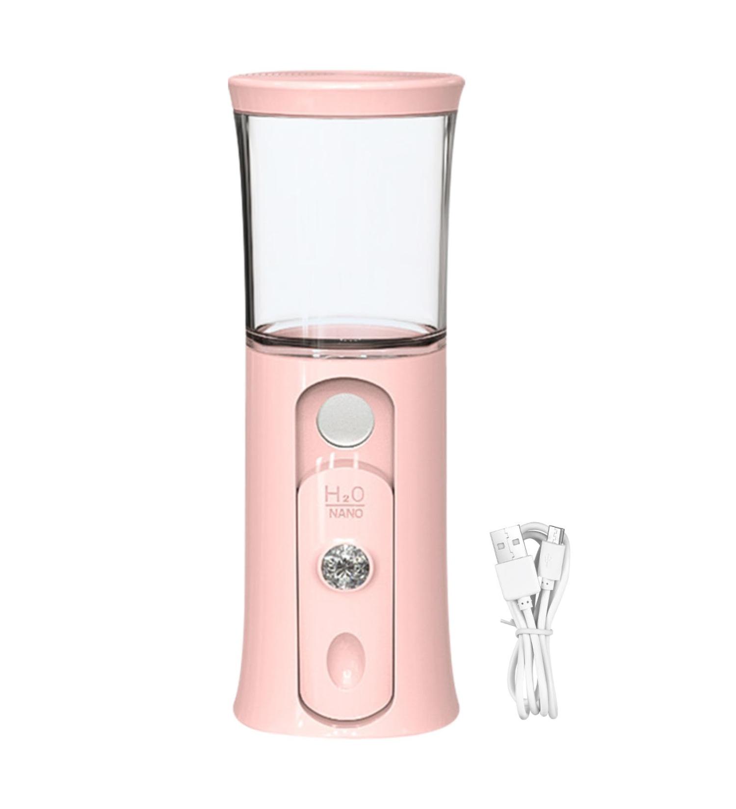 Nano Facial Mister Cordless Portable Facial Mister - 30ml Visual Water Tank Cordless Handheld Mister Handy Nano Mister with Colorful Light for Face Hydrating Skin Care Daily Makeup Pink - Buy Online on GoSupps.com