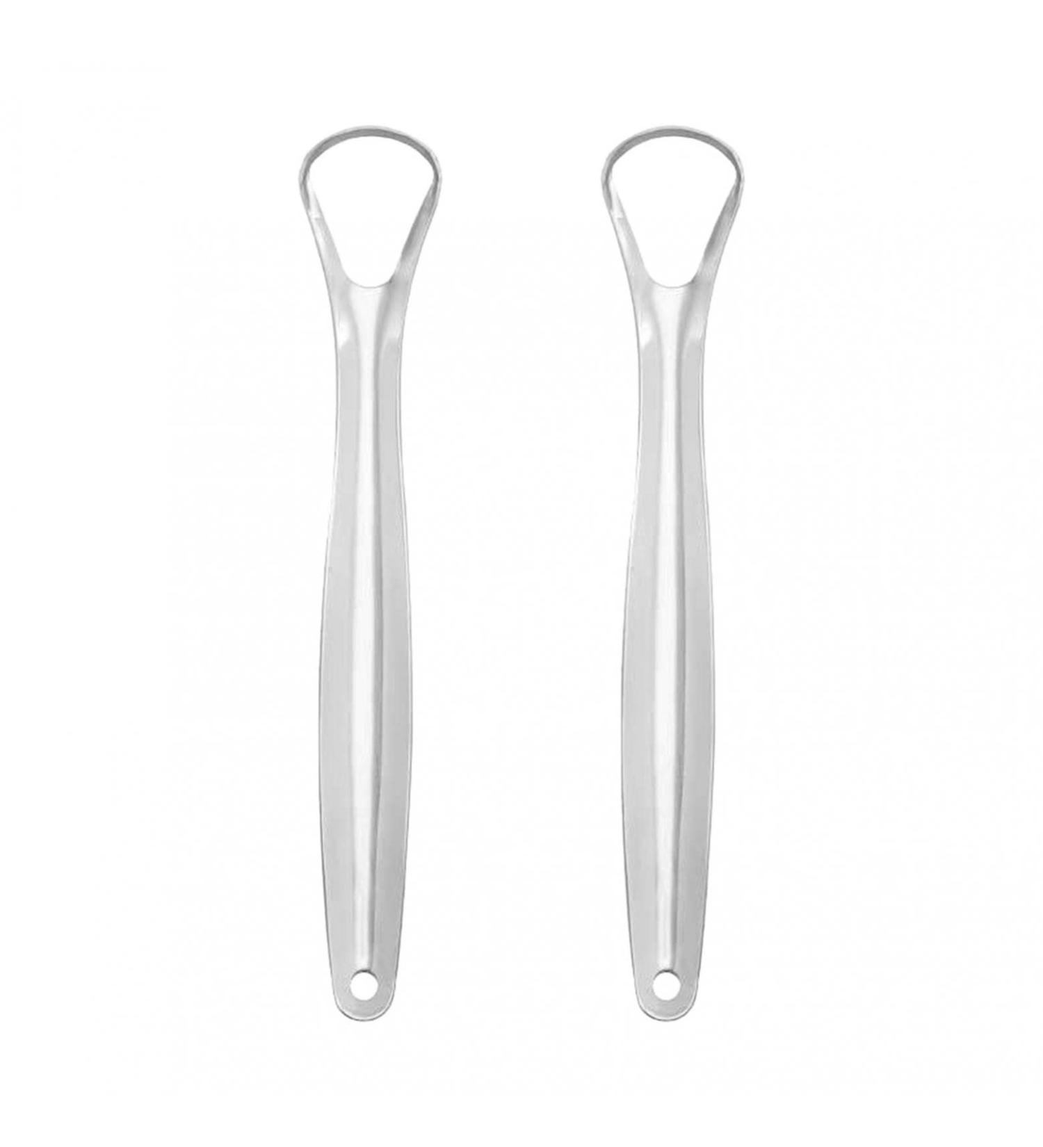 TOUNGE Stainless Steel Tongue Cleaner Scraper Set - 2-Piece for Fresh Breath & Oral Hygiene | Anti-Bad Breath Solution - Buy Online on GoSupps.com
