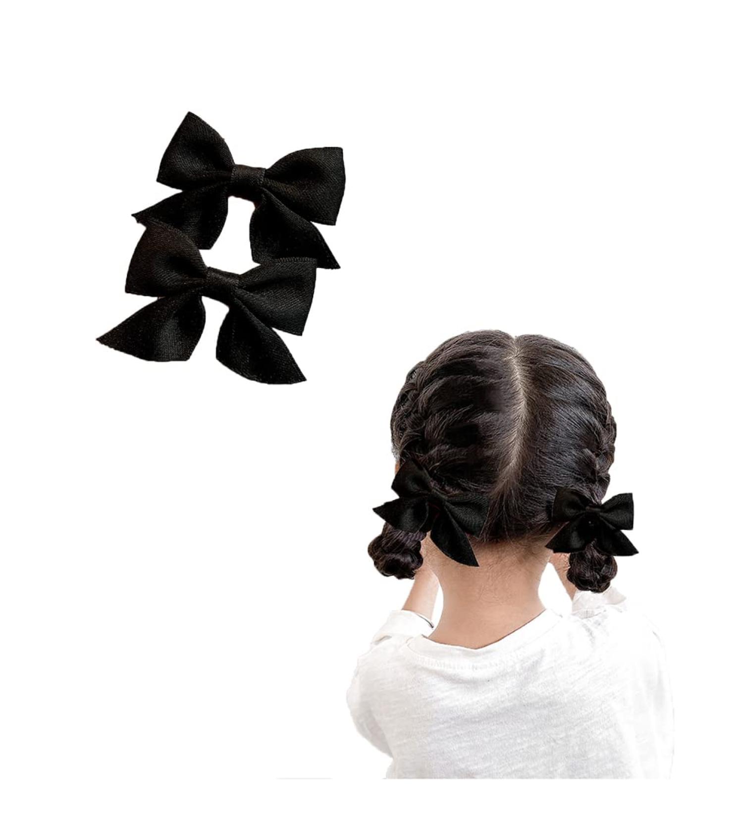 Black Bowknot Hair Clips for Girls - Set of 2 Cute Hair Accessories for Kids - Buy Online on GoSupps.com