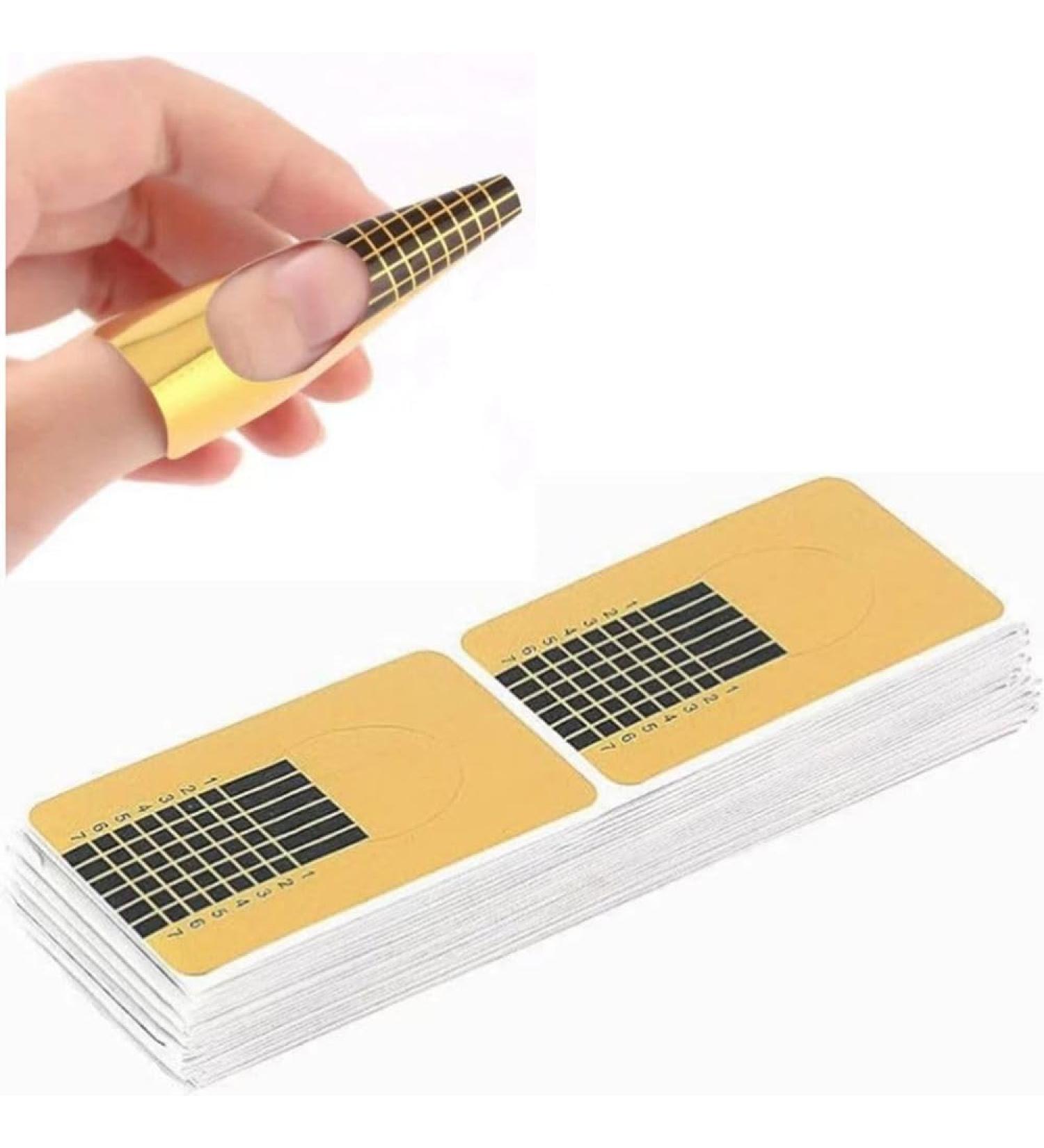 Nail Forms for Gel Builder 100 PCS Paper Nail Forms for Gel Nails Gold Nail Extensions Forms Self Adheisive Nail Form Stickers Nail Forms Extension Guide - Buy Online on GoSupps.com