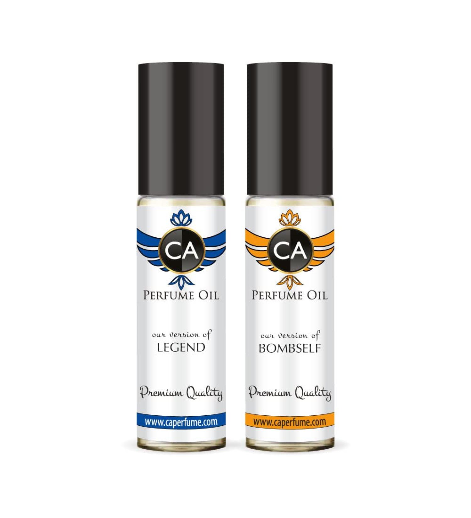 CA Perfume Impression of Legend for Men + Impression of Bombself for Women Travel Size Roll on 0.3 fl oz-X2