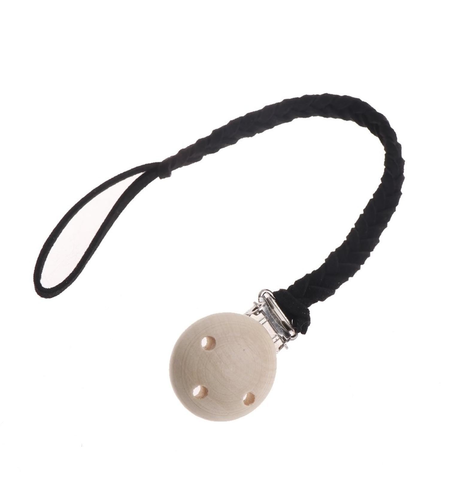 Lisanl Leather Pacifier Chain for Babies - Black Pacifier Holder & Accessory - Buy Online on GoSupps.com