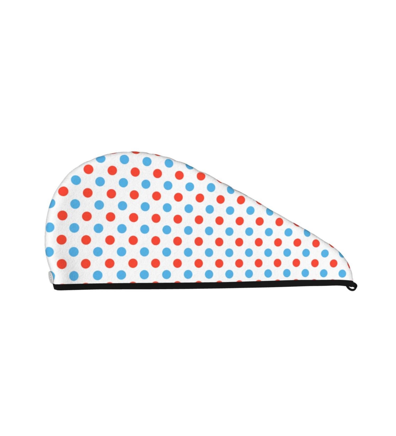 Buy Hair Towel Wrap - Fast Drying Towel Turban with Button | Red Blue Polka Dots | International Shipping Available - Buy Online on GoSupps.com