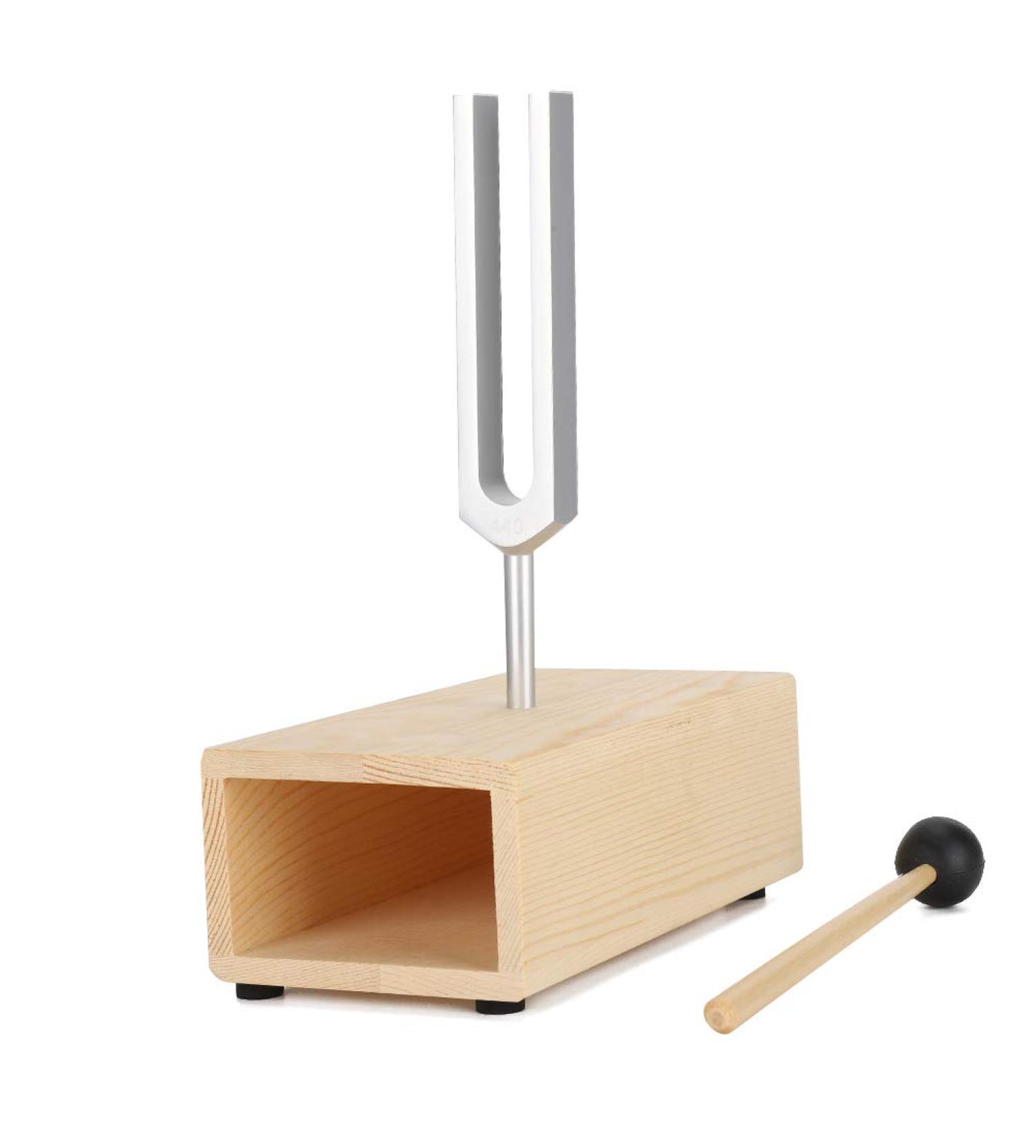440Hz Tuning Fork Set - Sound Healing Therapy Tool for Yoga & Meditation | Includes Hammer & Wooden Stand - Buy Online on GoSupps.com