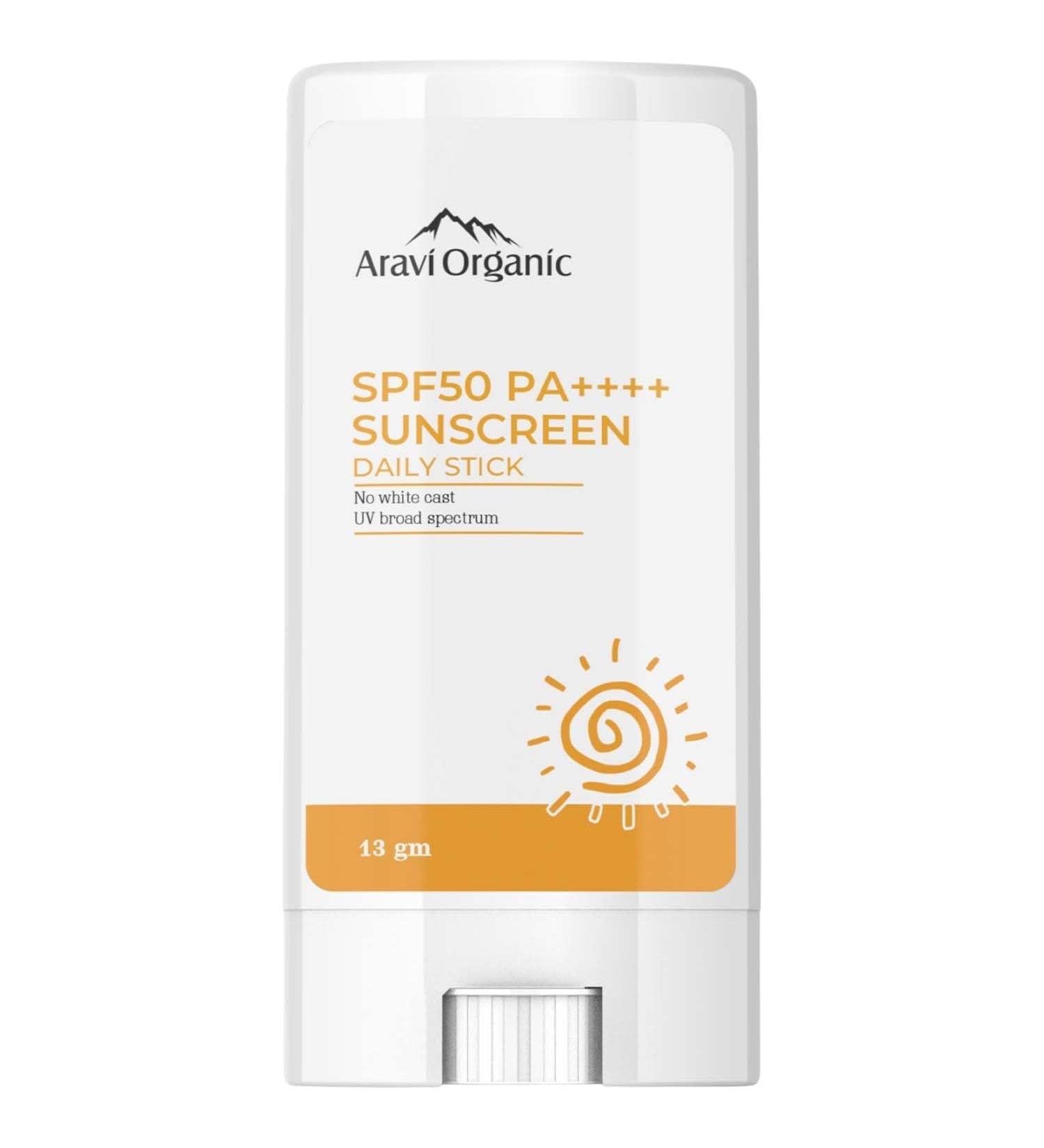 Ar.avi Org.anic Spf 50 Glow Sunscreen For All Skin Type Stick - Broad Spectrum - With Pa++++ Uva & Uvb Protection With No White Cast - For Men & Women - 13 Gm - Buy Online on GoSupps.com