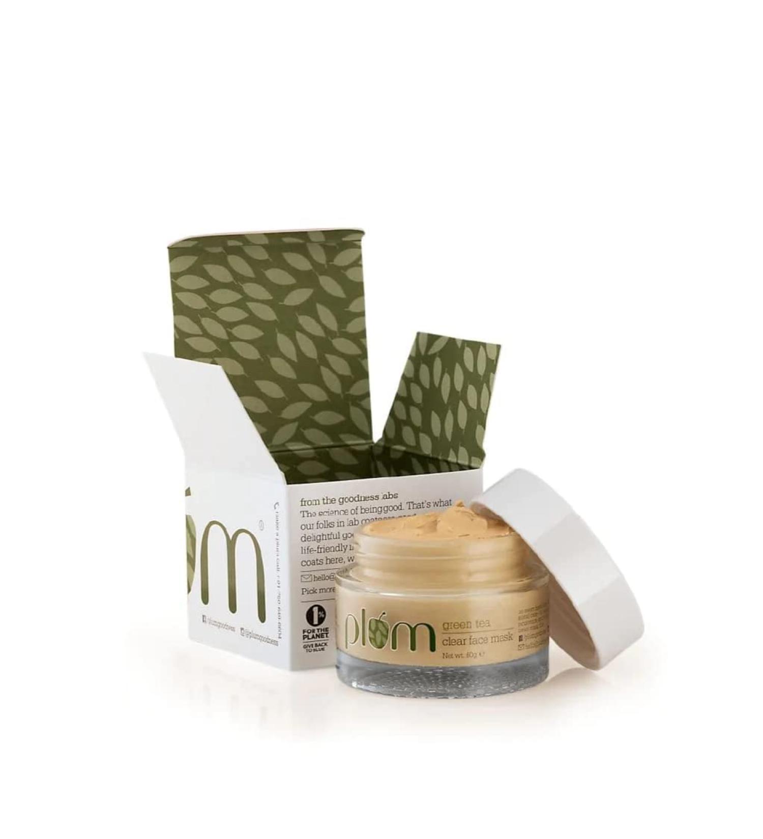 Plum Green Tea Face Mask - Bentonite Clay & Glycolic Acid - Blackhead Remover - Pore Cleansing & Hydrating - 2.12 Oz - Buy Online on GoSupps.com