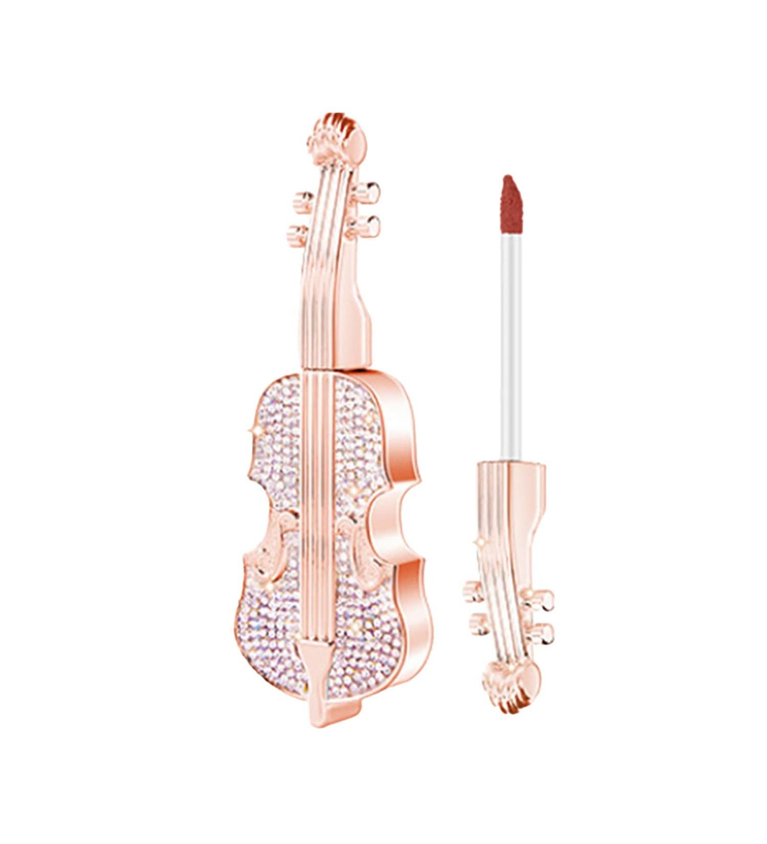 HMDABD Long Lasting Lipstick Velvet Red Violin Lipstick Unique Violin Design Lipstick Durable Spray Liquid Lipstick With Gift Box -b