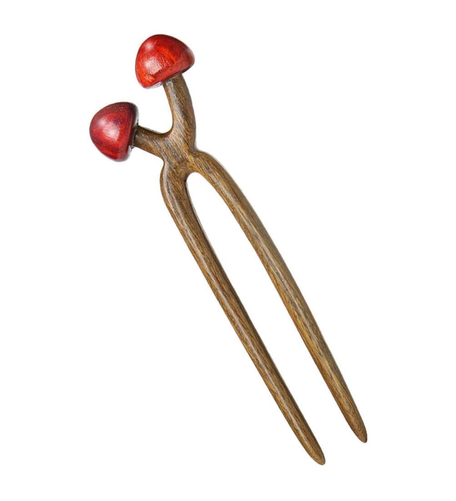Baluue U Shaped Hairpin Mushroom Hair Stick Wooden Hair Fork Chinese Hair Chopsticks Chignon Pins Hair Chopsticks for Women Girl - Buy Online on GoSupps.com