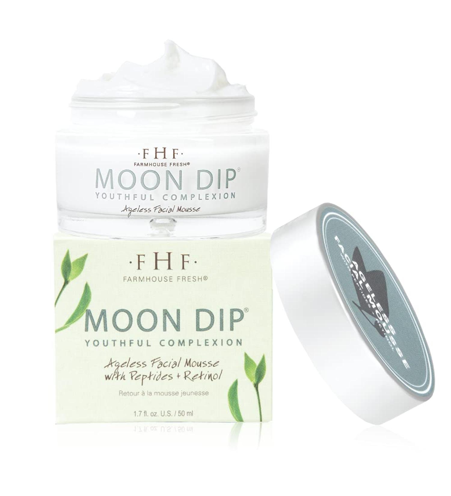 FarmHouse Fresh Moon Dip Peptide Moisturizer for Face with Retinol & Collagen Hydrating Mousse & Firming Cream for Anti-Aging 1.7 oz.