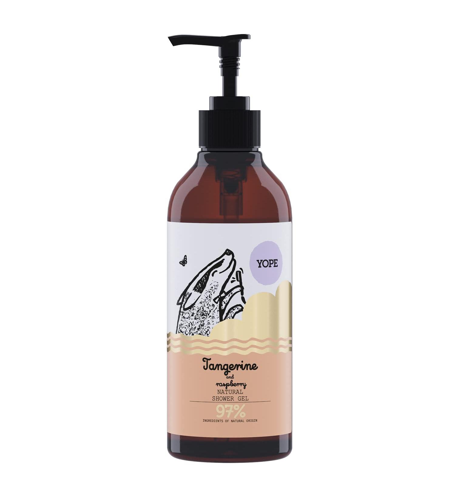 YOPE Natural Shower Gel | Neutral pH | Ultra-gentle cleansers| Tangerine extract | Plant glycerine | Vegan Formula| 97% Natural ingredients | Tangerine and Raspberry 400ml - Buy Online on GoSupps.com