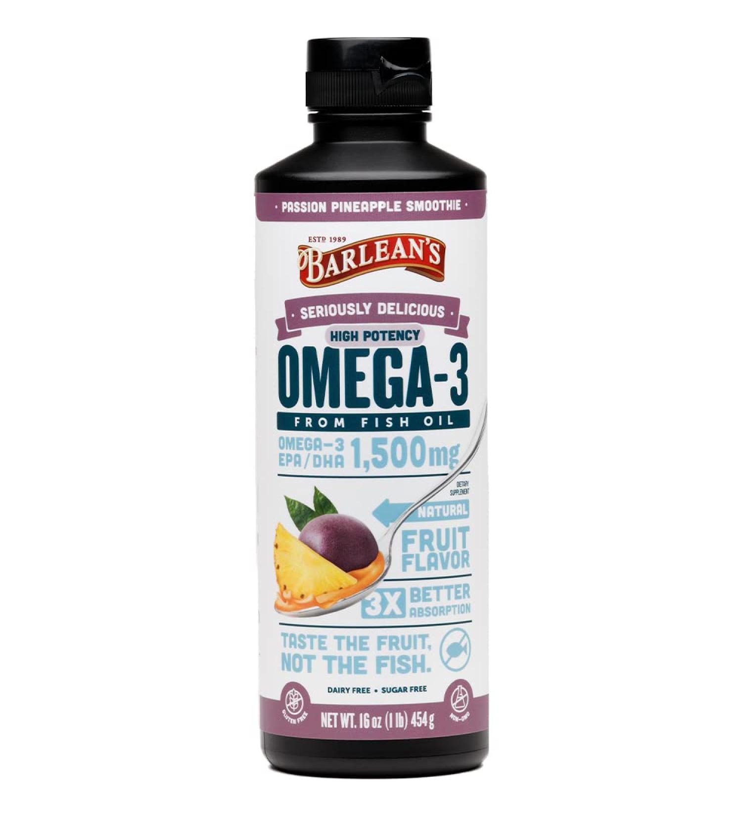 Barlean's Omega-3 Fish Oil Passion Pineapple Smoothie 16 oz - Delicious & Nutritious - Buy Online on GoSupps.com