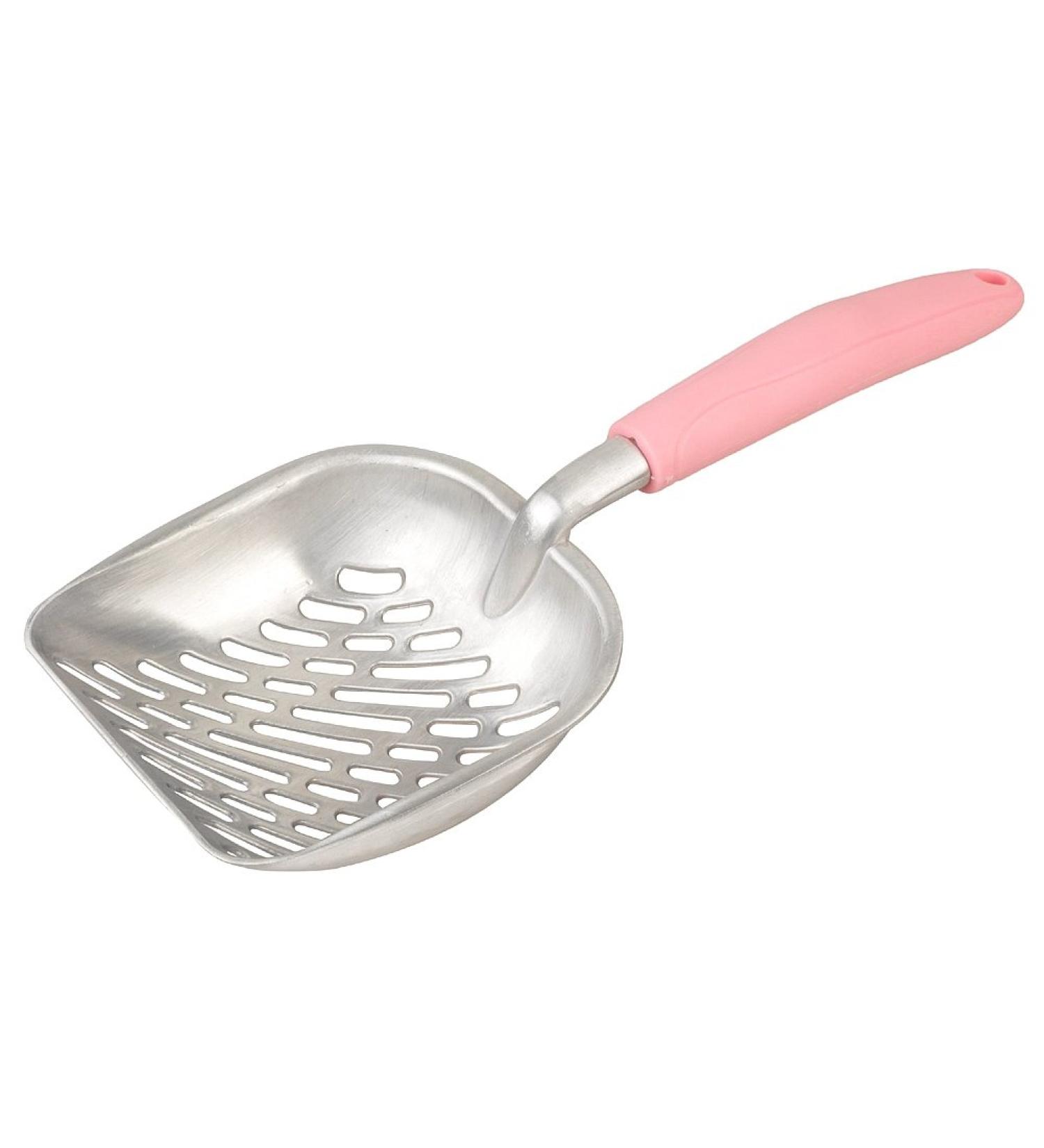 Large Metal Cat Litter Box Scoop Stainless Aluminum Alloys L13.8"xW5.5"xH1.8" Pink Handle - Buy Online on GoSupps.com