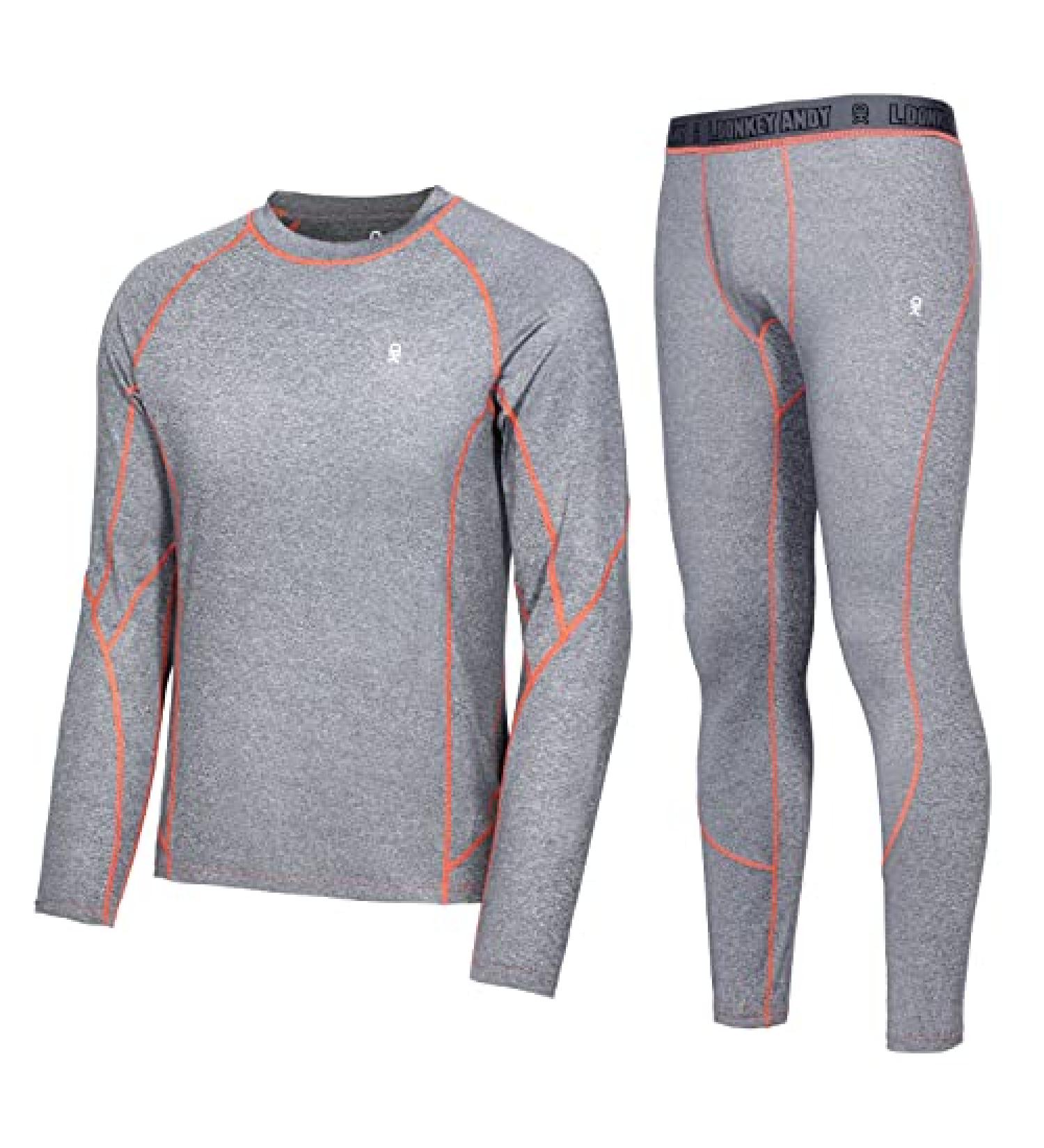 Little Donkey Andy Men's Thermal Underwear Set - Gray X-Large - Wicking Active Long Johns Top & Bottom - Buy Online on GoSupps.com
