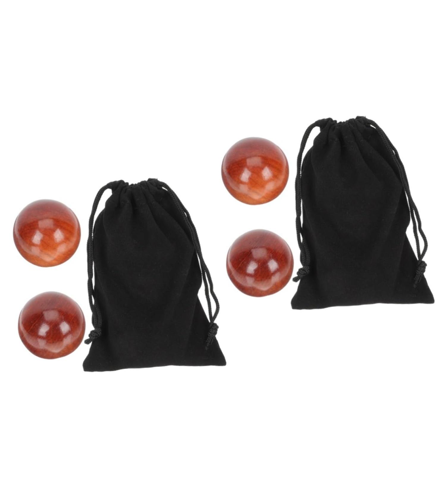 Lurrose 4-Piece Wooden Baoding Fitness Balls Set - Chinese Massage Tools for Finger Exercise & Health | 5cm Peanut Balls - Buy Online on GoSupps.com