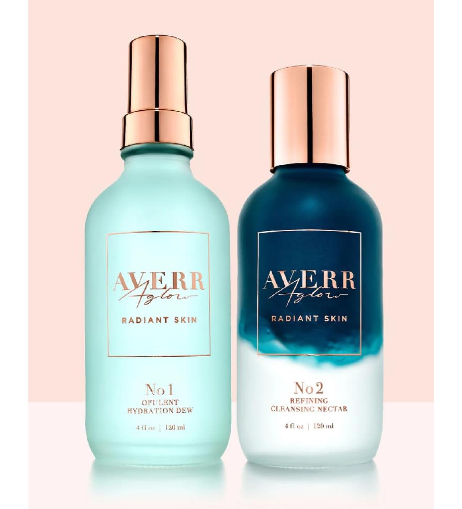 Averr Aglow Radiant Skin Set No.1 & No.2 Opulent Hydration Dew & Refining Cleansing Nectar Anti-Aging Moisturizer Recover Skincare Hydration Set - Buy Online on GoSupps.com