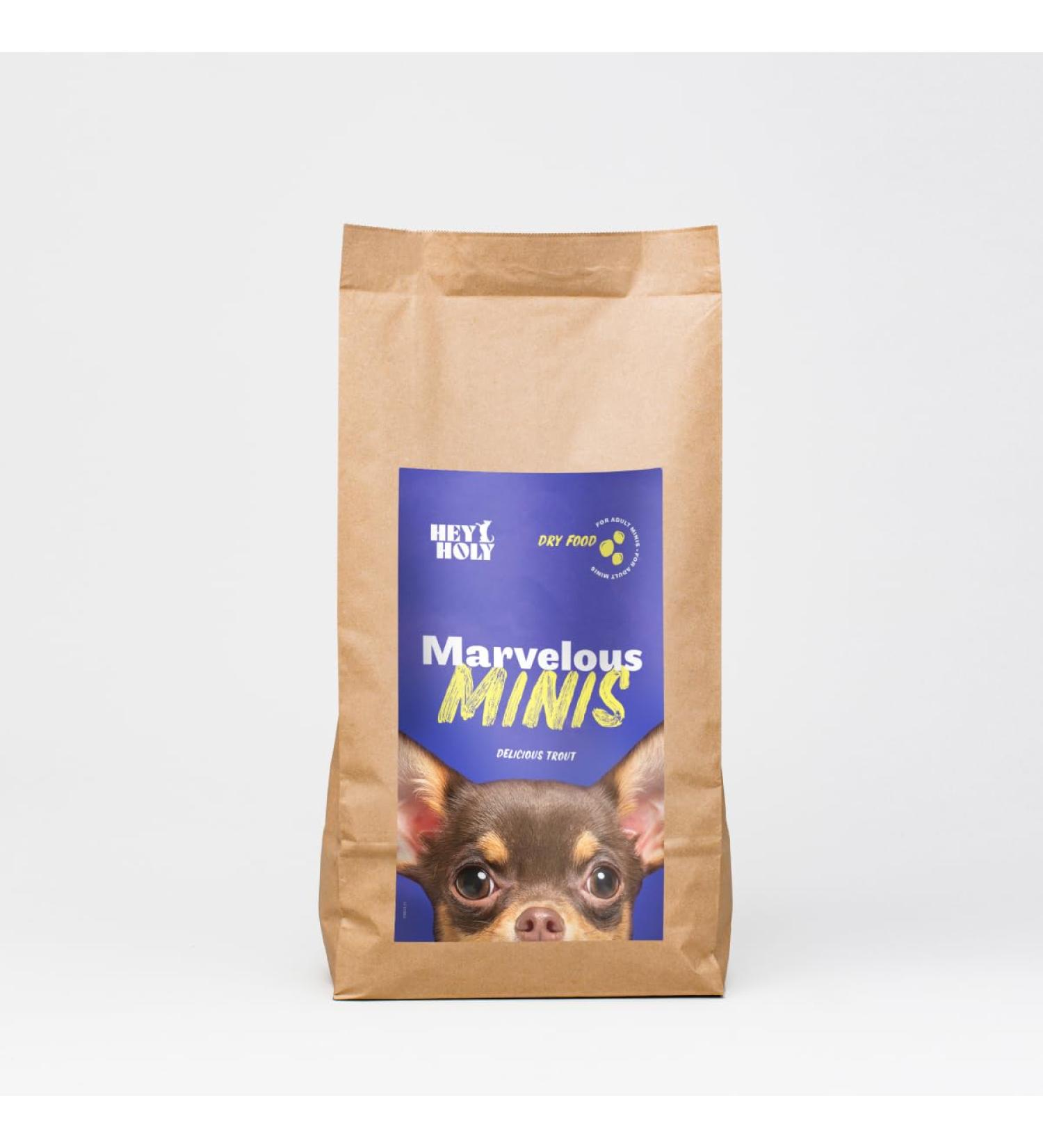 Buy Hey Holy Marvelous Mini's Grain-Free Dry Dog Food with 40% Trout - 7kg Pack - Ideal for Adult Dogs - Limited Ingredients and Easily Digestible - Buy Online on GoSupps.com