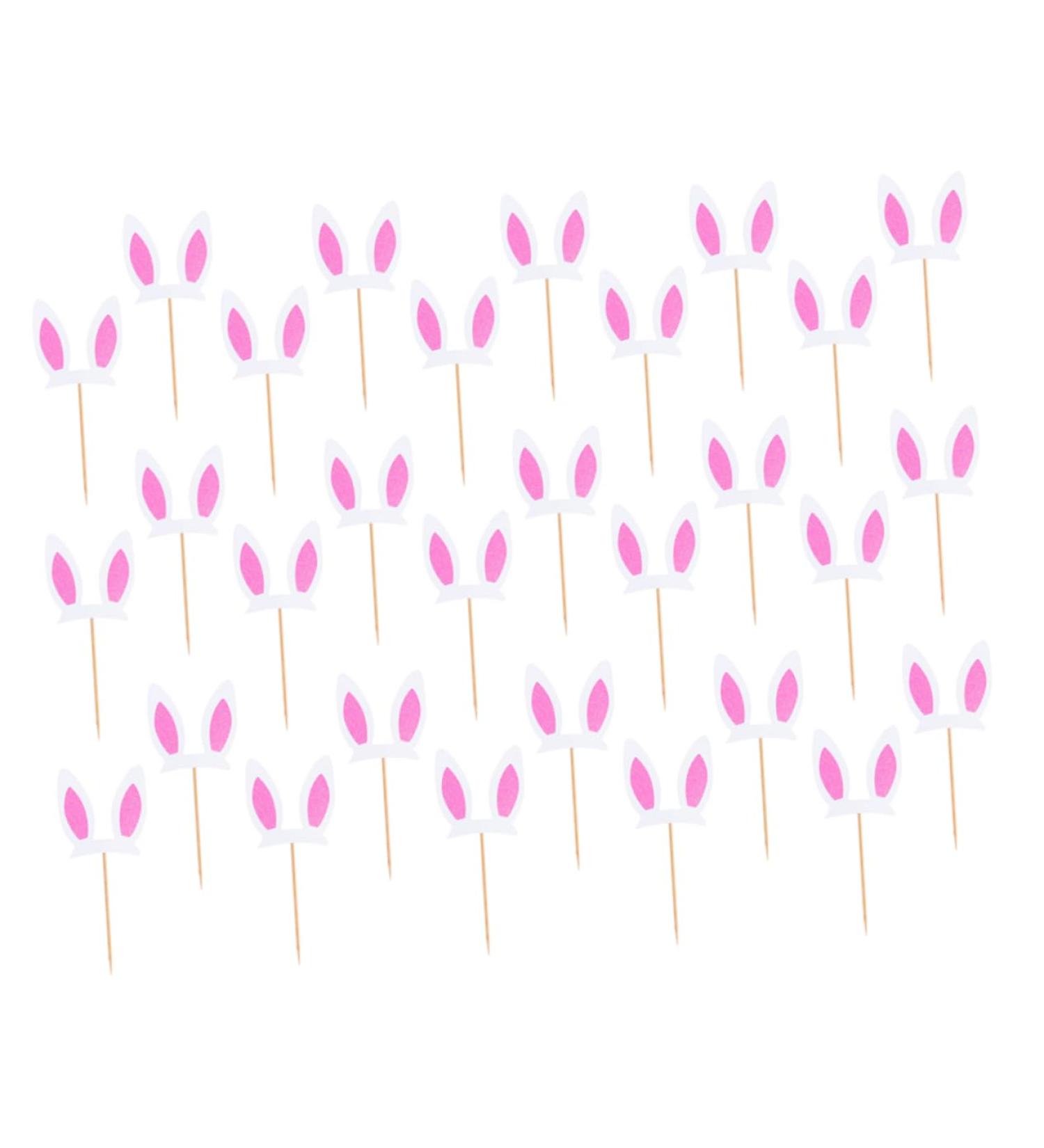 Toyvian 30pcs Rabbit Ears Plug Birthday Cake Decors Glitter Bunny Ear Happy Birthday Cake Birthday Party Photo Prop Prince Paper Cups Decoration for Cake Girl Pink Baby Wood Decorations - Buy Online on GoSupps.com