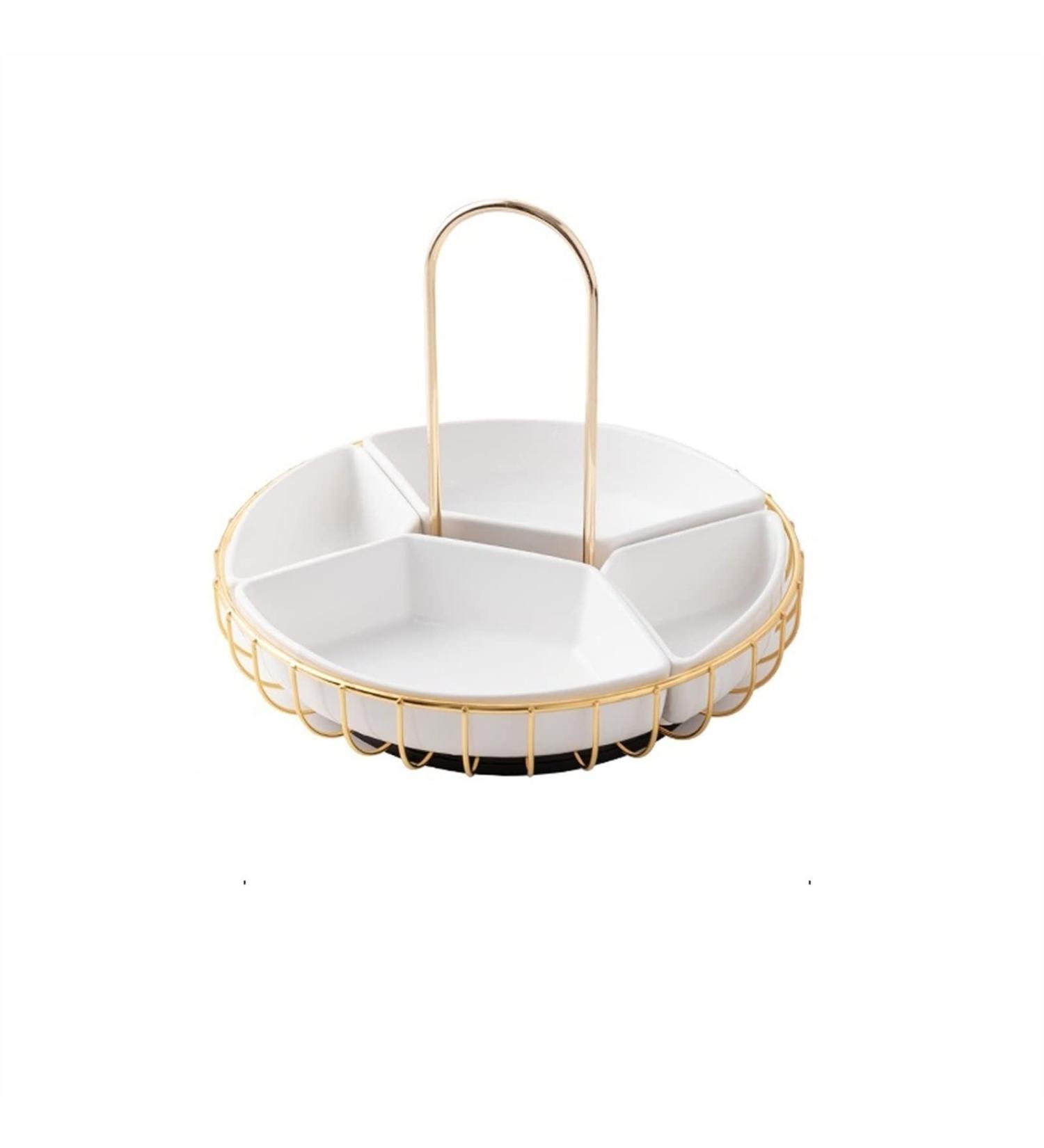 Fruit Bowl Salad Bowl Ceramic Fruit Tray Rotatable 4 Compartments with Metallic Blue and Handles Fruit Snacks Fruit Platter Fruit Bowl for Kitchen Counter (Color : A) (A) - Buy Online on GoSupps.com