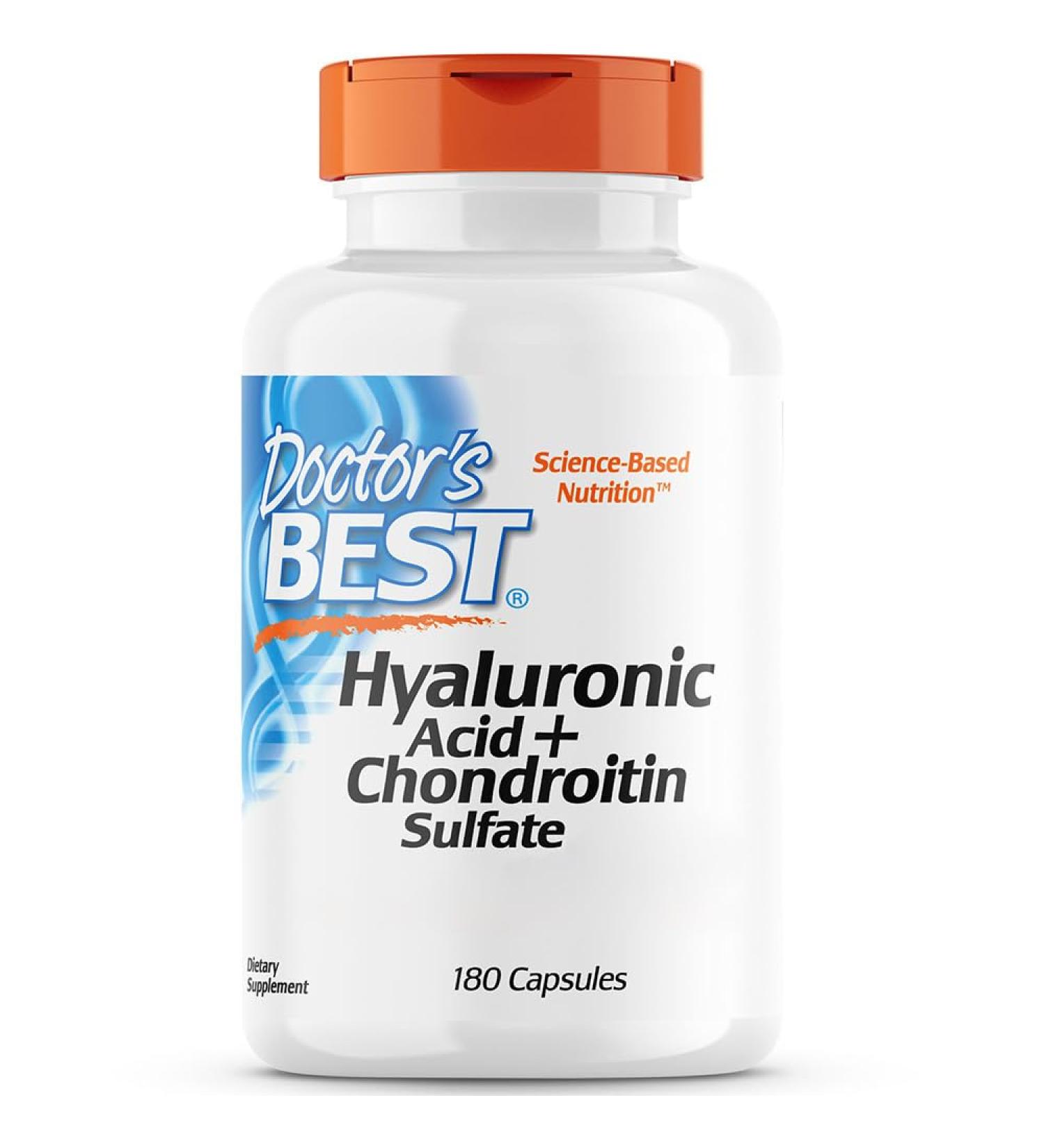 Doctor's Best Hyaluronic Acid with Chondroitin Sulfate and Collagen 180 Capsules Laboratory Tested Gluten Free Soy Free - Buy Online on GoSupps.com