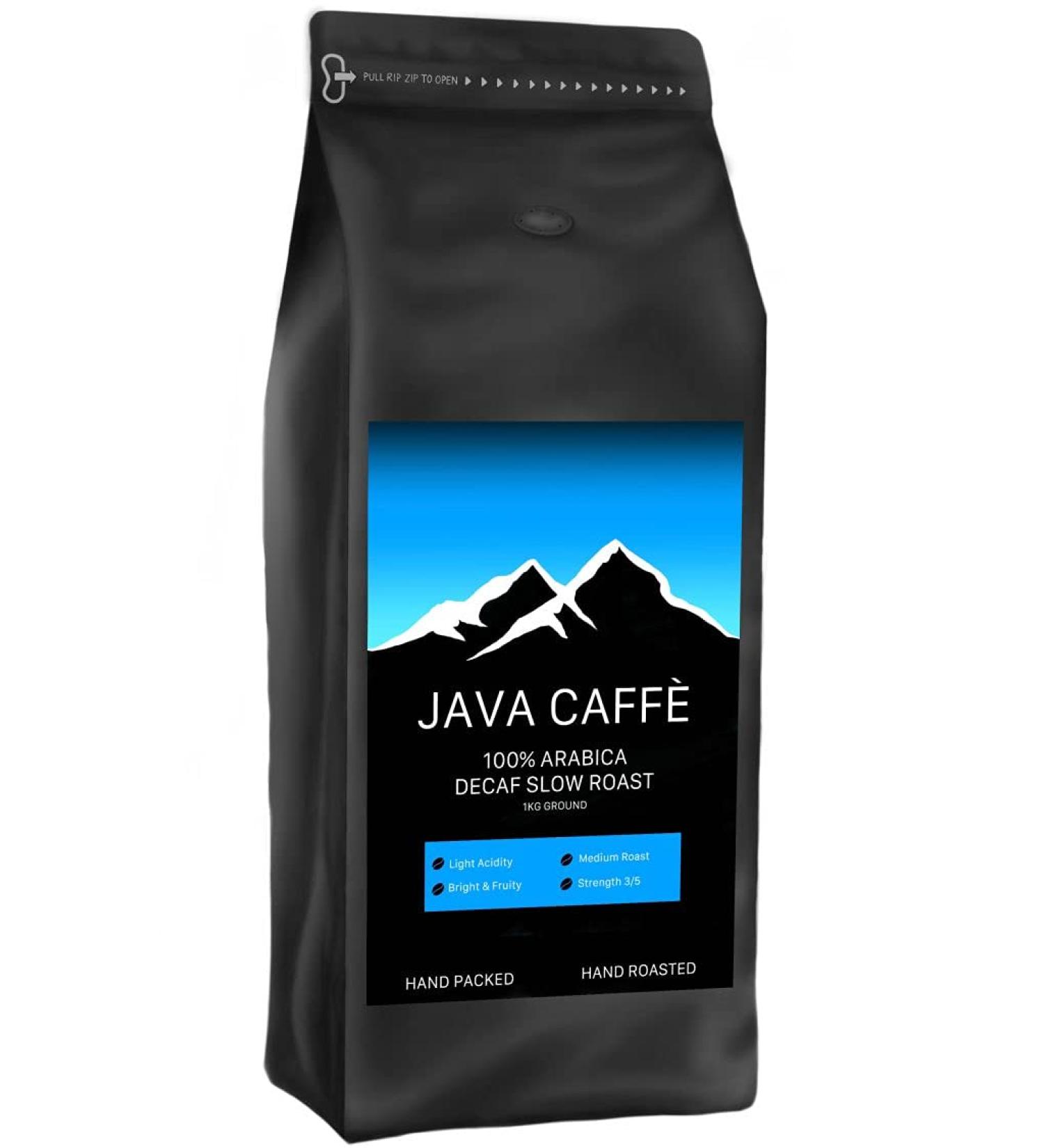 Java Caffe Decaf Slow Roast Ground Coffee (1kg) - Arabica Full Medium Roast Artisan Coffee For Cafetieres & Filter Machines