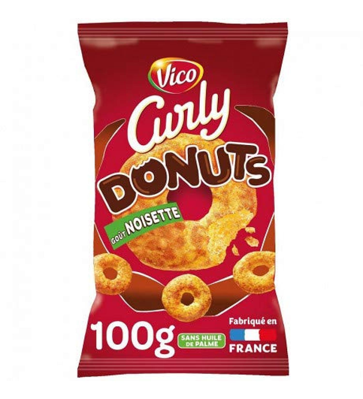 CURLY - Curly Donuts Hazelnuts 100G - Pack of 4 - free delivery