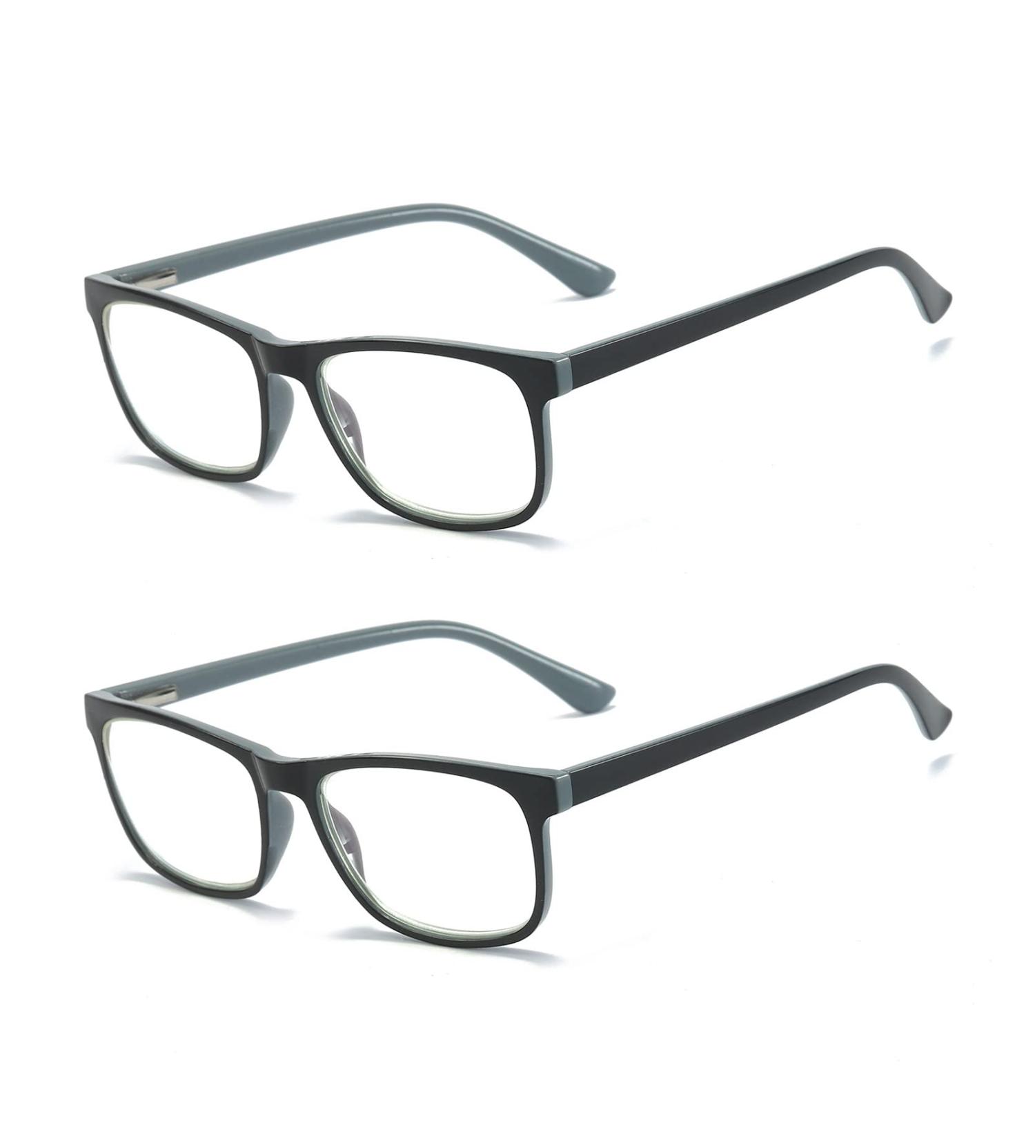MMOWW 2-Pack Reading Glasses for Men & Women - Anti-Blue Light Computer Glasses with Spring Hinges (Gray 1.0x) - Perfect for Eye Protection & Comfort - Buy Online on GoSupps.com