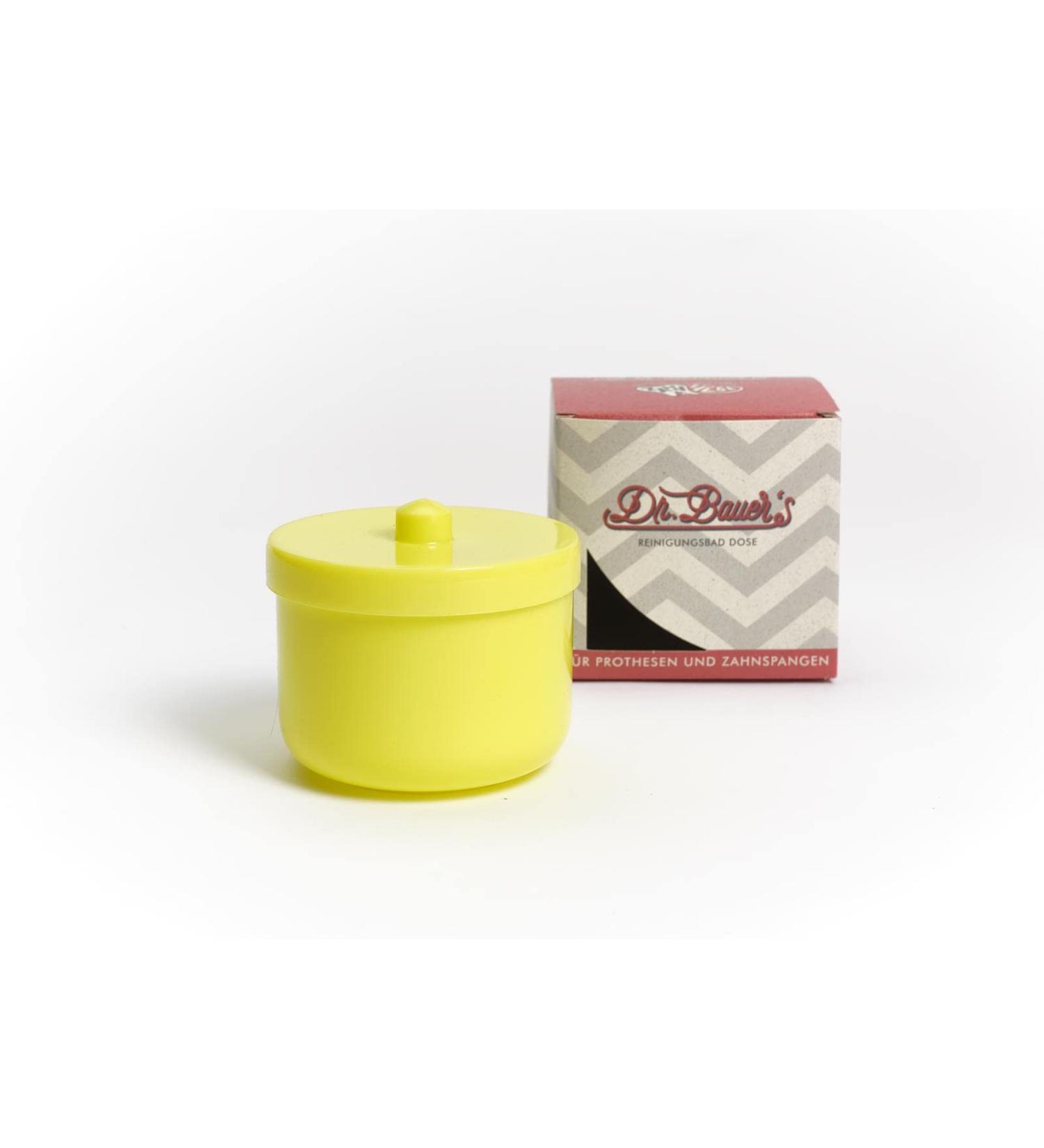 Dr. Bauer's Cleaning Bath Container with Rinse Aid Insert | Denture & Braces Container (Yellow) - International Shipping Available - Buy Online on GoSupps.com