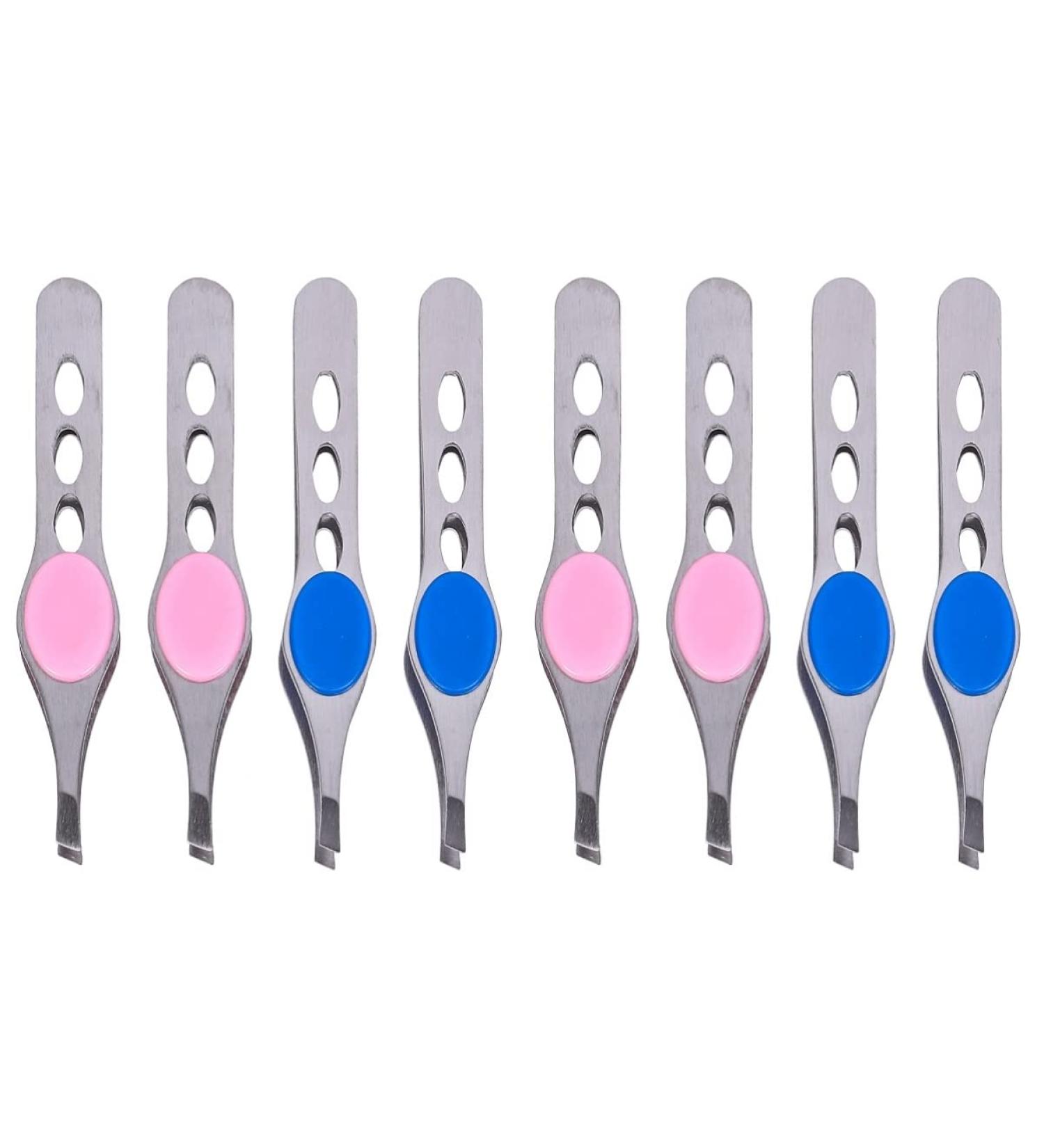 Fomiyes 8-Piece Stainless Steel Eyebrow Clip Set - Sloping & Pointed Tweezers for Makeup & Eyelash Extensions - Rustproof & Durable - Buy Online on GoSupps.com