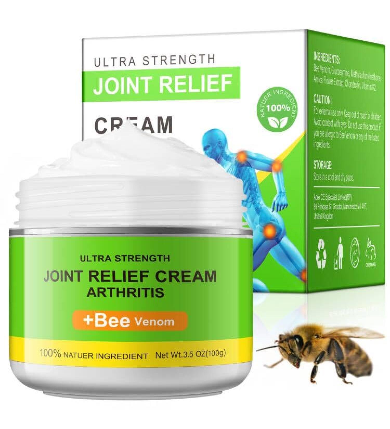 Bee Venom Cream for Arthritis and Bone Pain Relief - Natural Gel for Muscle Recovery and Healing | 100g - Buy Online on GoSupps.com