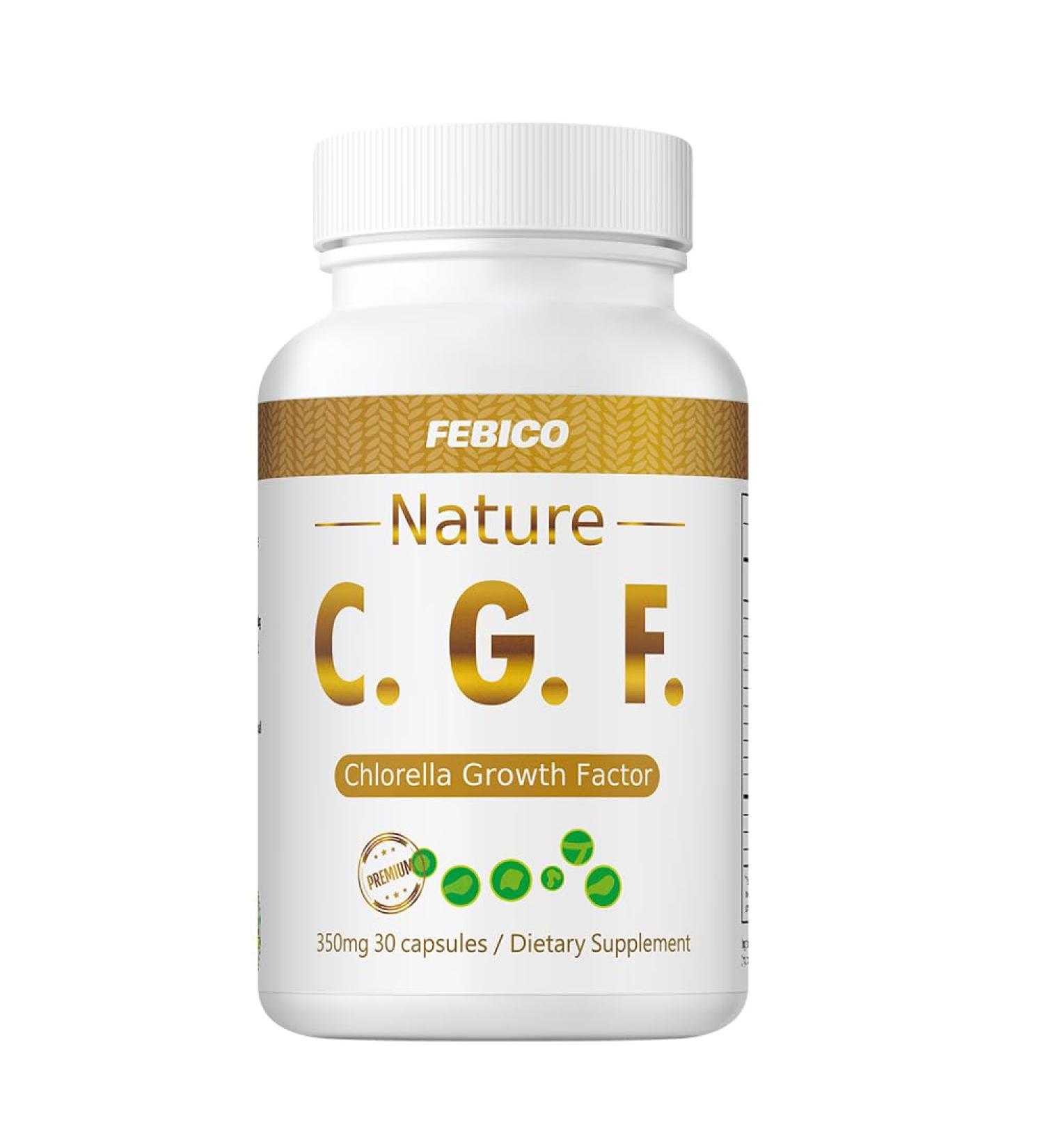 FEBICO Chlorella Growth Factor CGF Capsules 350mg 30 Count Non-GMO Vegan Supplement for Immunity & Cognitive Health Natural Spermidine Superfood - Buy Online on GoSupps.com