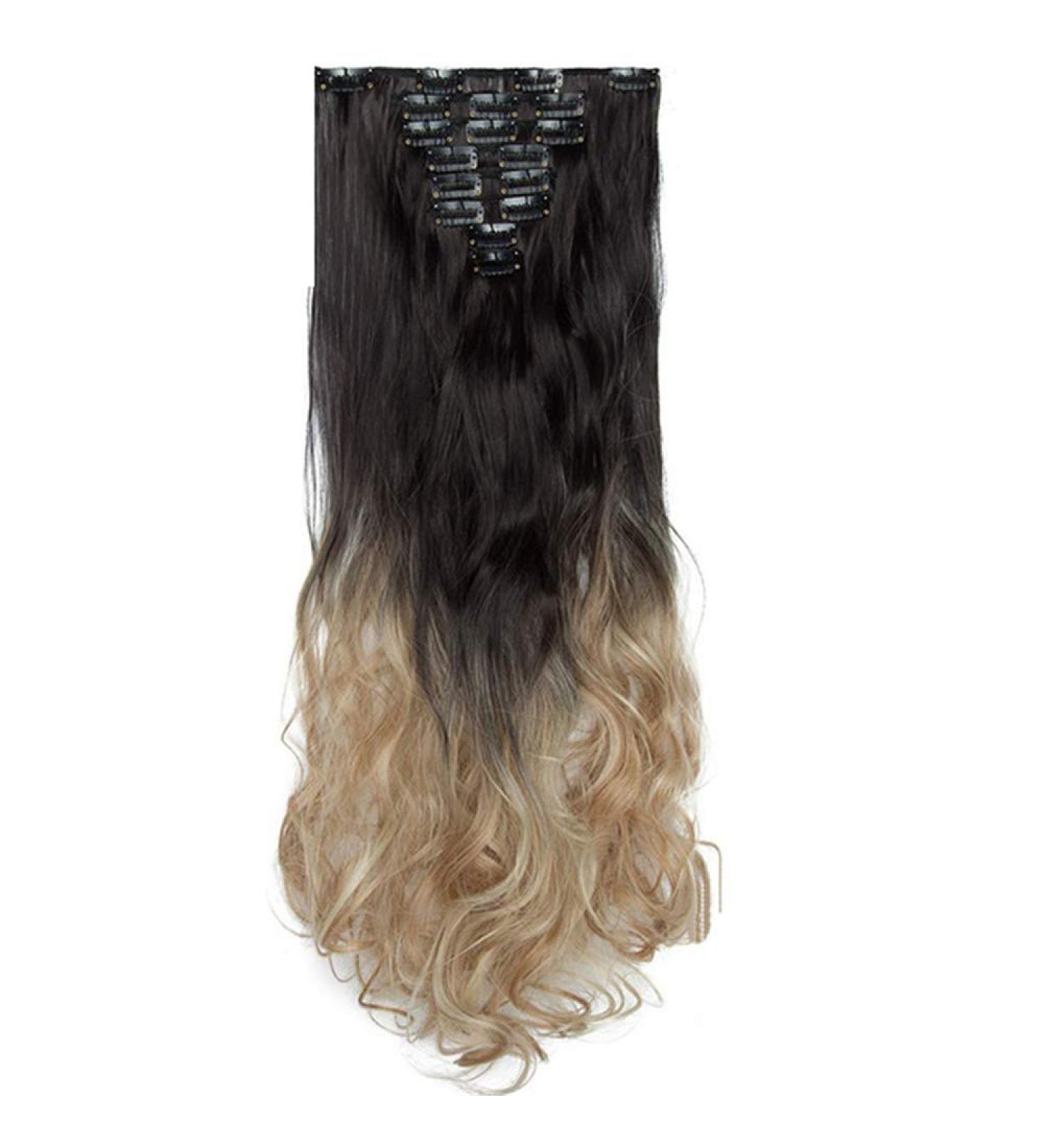 24 Inch Synthetic Clip-In Hair Extensions - 8pcs Set of High-Temperature Fiber Wig for Effortless Volume & Length - Buy Online on GoSupps.com