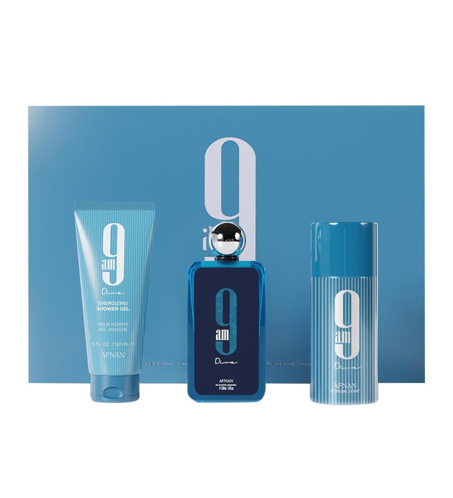 Afnan 9 Am Dive 3-Piece Set for Unisex (3.4 Oz Eau De Parfum Spray + 5.0 Oz Shower Gel + 5.0 Oz Deodorant) 9 AM Dive 3-piece Gift SET - Buy Online on GoSupps.com
