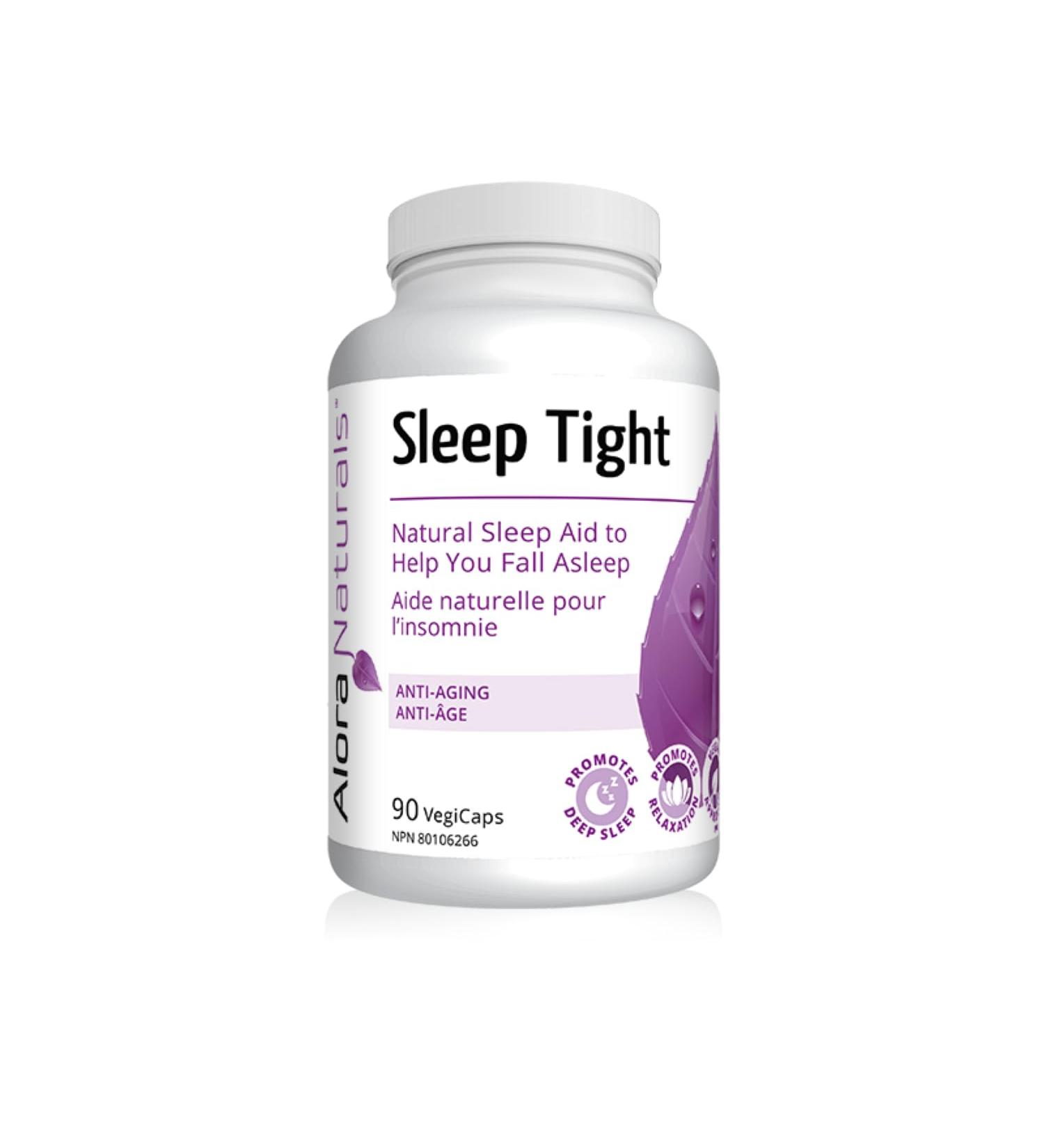 Alora Sleep Tight Capsules | Natural Sleep Aid Supplement to Help Fall Asleep | Herbal Sleep Supplement with Valerian Root Passion Flower L-Theanine | 30 Servings (90 Capsules) - Buy Online on GoSupps.com