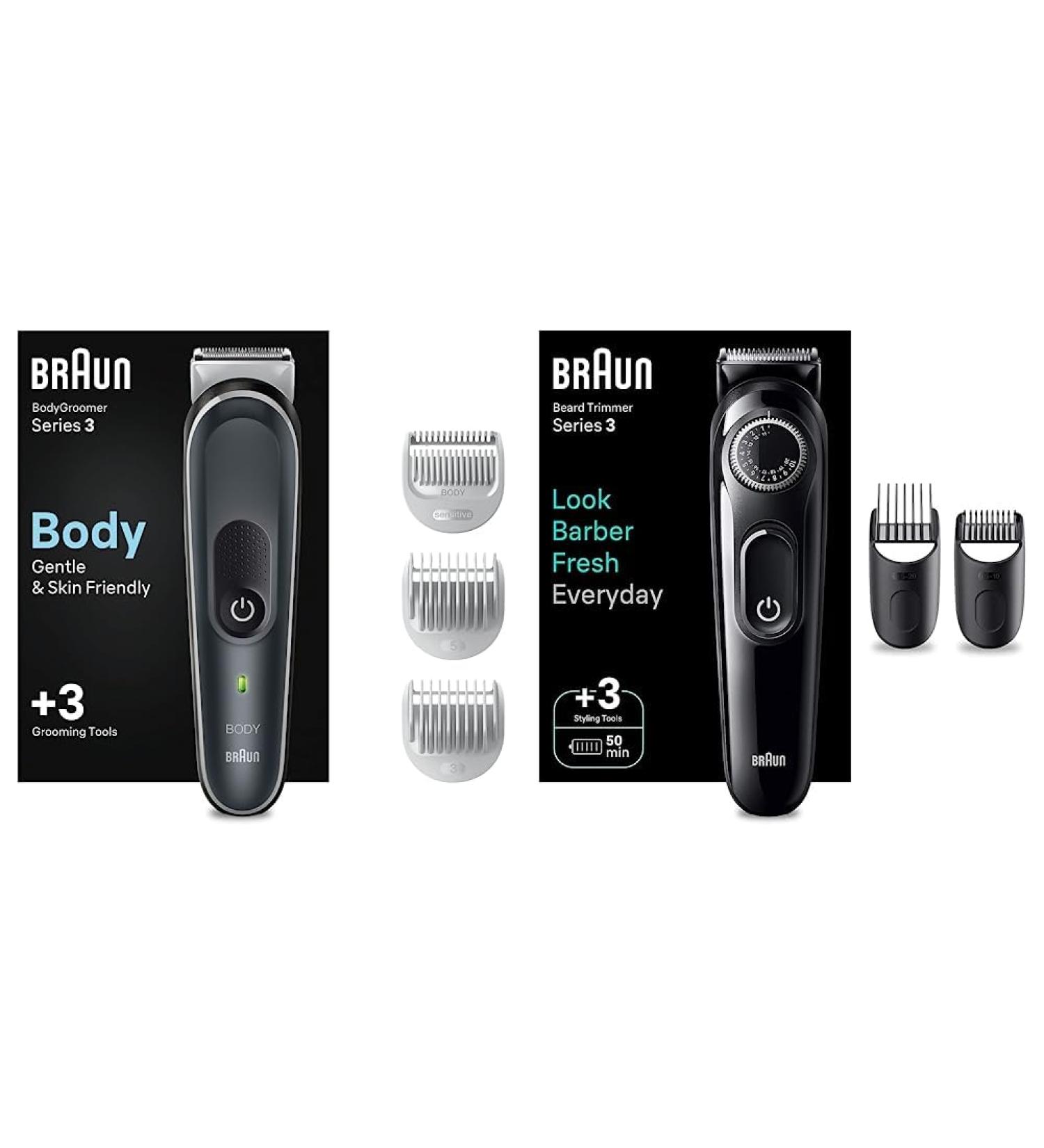 Buy Brown Body Groomer 3 with SkinShield Technology | Men's Hair Removal & Beard Trimmer Bundle BG3350 & BT3410 - 40 Length Settings - Buy Online on GoSupps.com