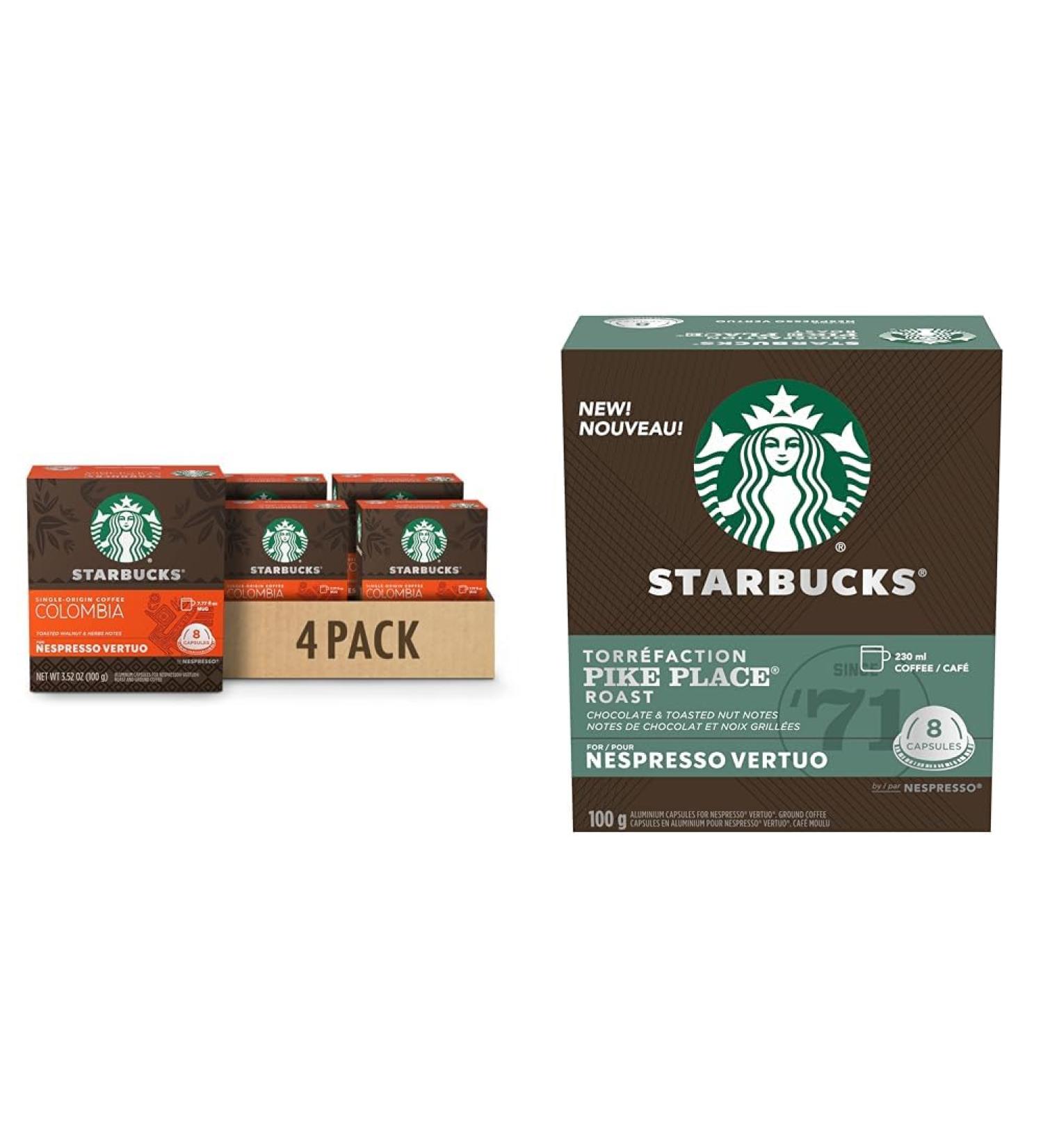 Starbucks By Nespresso Single Origin Columbia Coffee Pods Medium Roast Nespresso Vertuo Line Compatible Capsules 4 X 8 Coffee Pods 32 Count & By Nespresso Pike Place Roast Coffee Pods Coffee Pods + Roast Coffee Pods - Buy Online on GoSupps.com