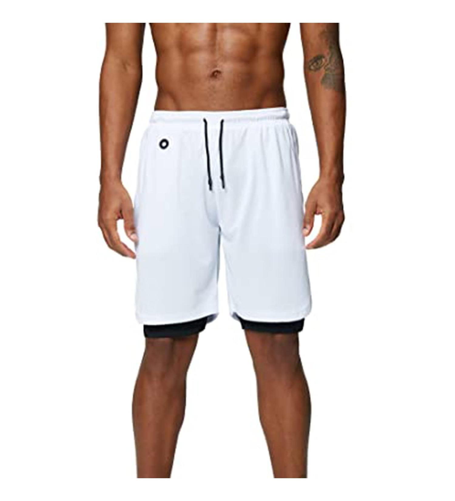 Ronony Men's Fast Drying Sports Shorts - Lightweight Jogging & Training Pants with Pockets - Perfect for Football & Fitness - M002#White - Buy Online on GoSupps.com