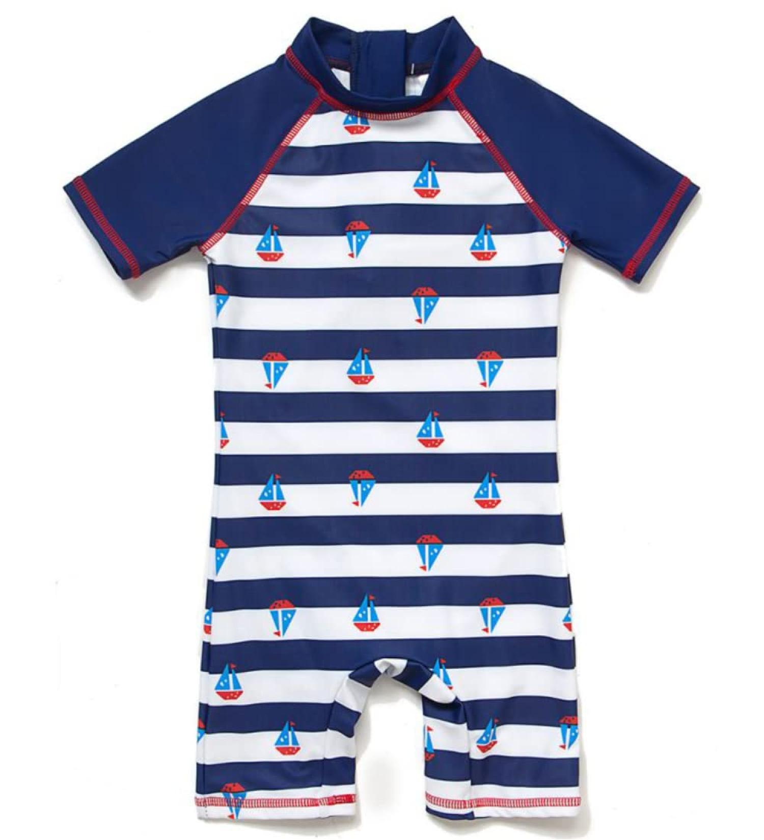 BONVERANO Baby Boy Long-Sleeve UV 50+ Swimsuit | Sailboat Design | 4 Years - Buy Online on GoSupps.com