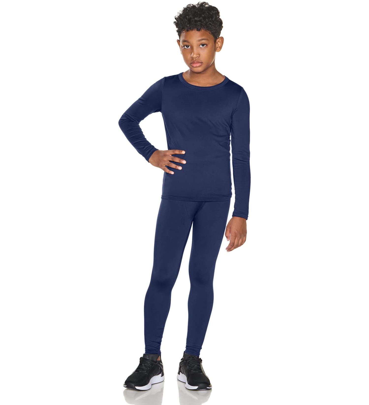 TSLA Kid's Soft Fleece Lined Thermal Underwear Set - Navy, Size 12 - Buy Online on GoSupps.com