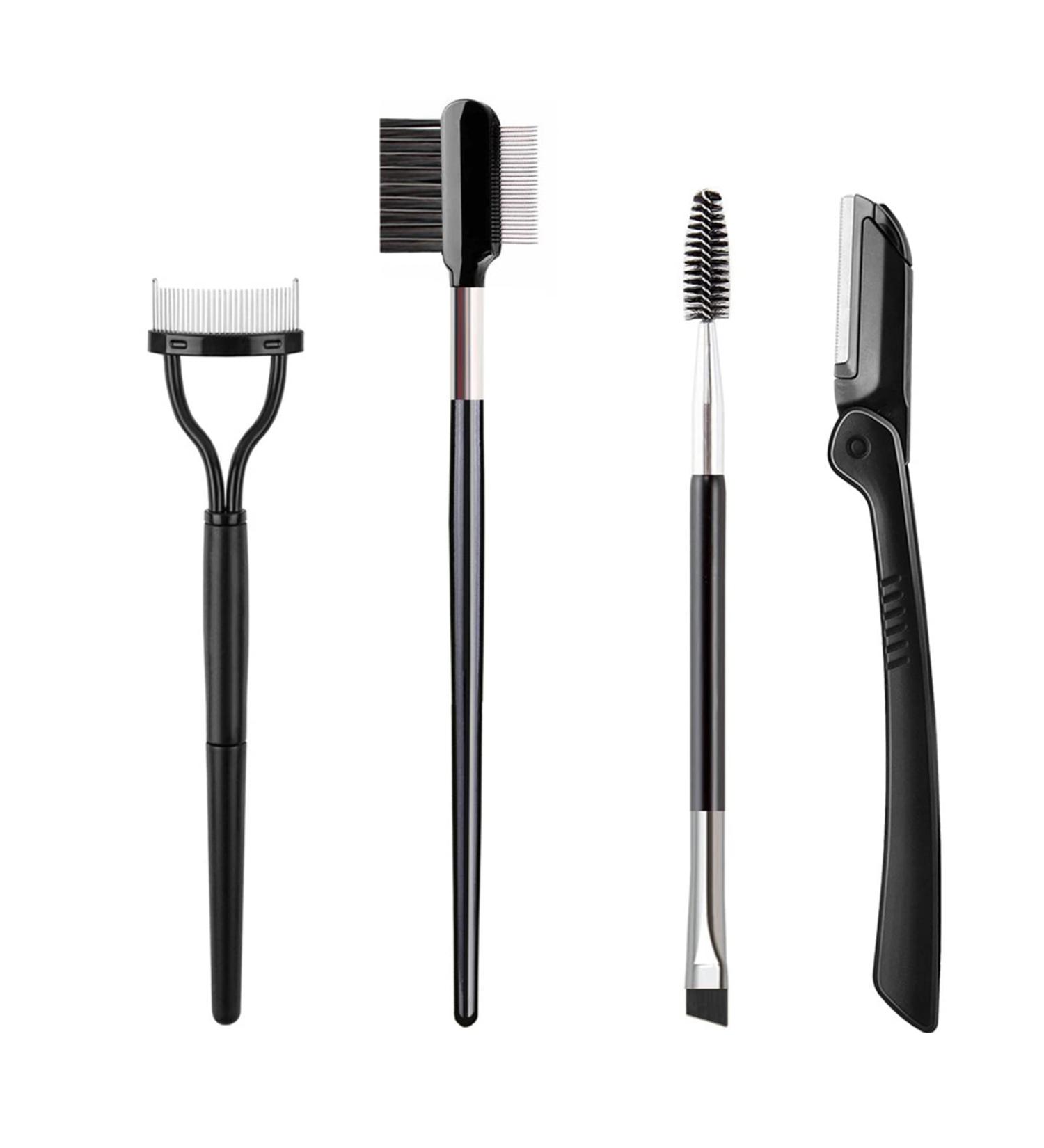 Premium Eyebrow & Eyelash Brush Set - 2-in-1 Duo Eyebrow Brush Stainless Steel Eyelash Comb & Razor | International Shipping - Buy Online on GoSupps.com