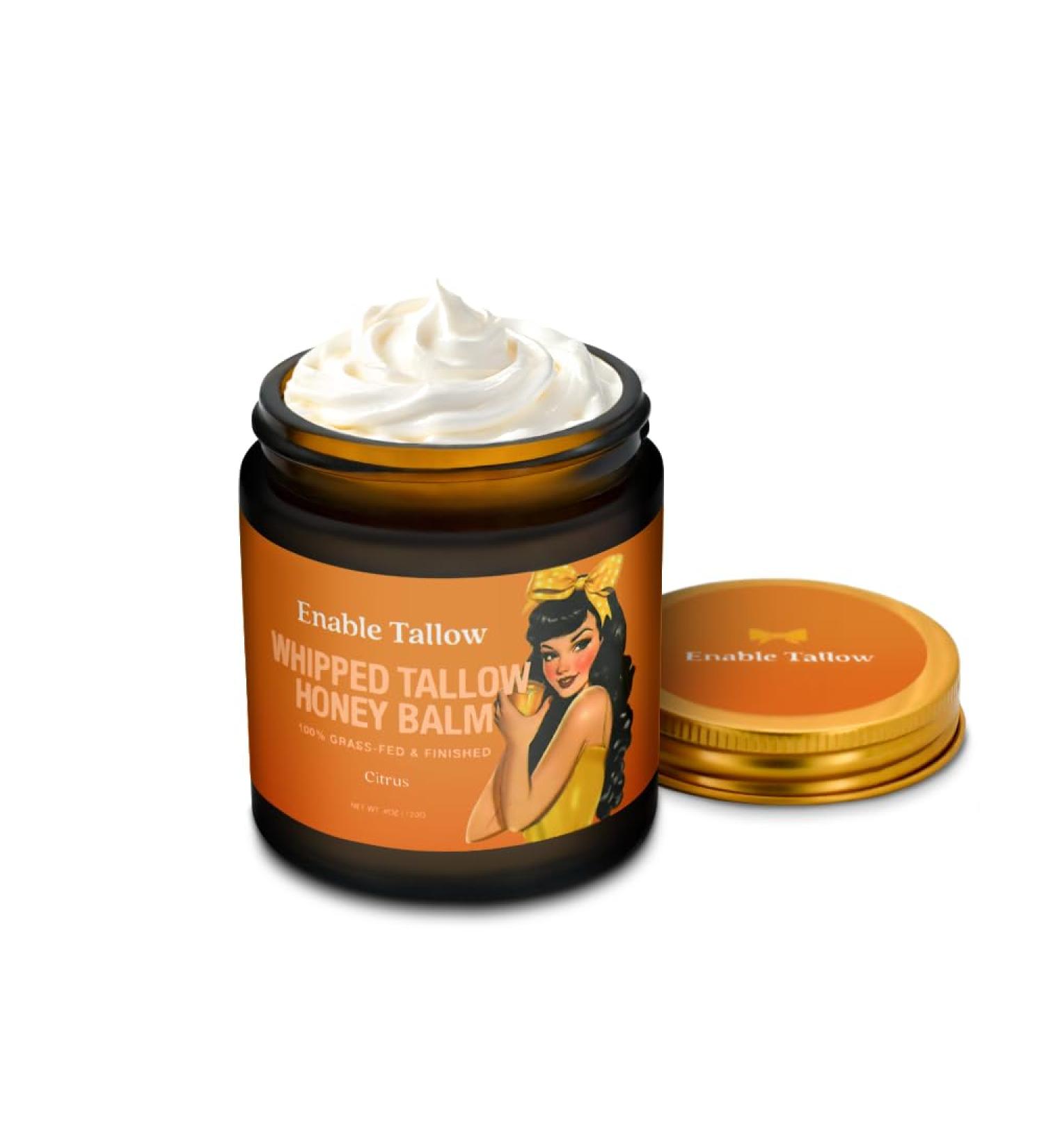 Enable Tallow Face & Body Cream Whipped Beef Tallow & Manuka Honey Balm for Dry Skin Eczema & Sensitive Skin Natural Moisturizer Citrus Scent 4oz - Buy Online on GoSupps.com