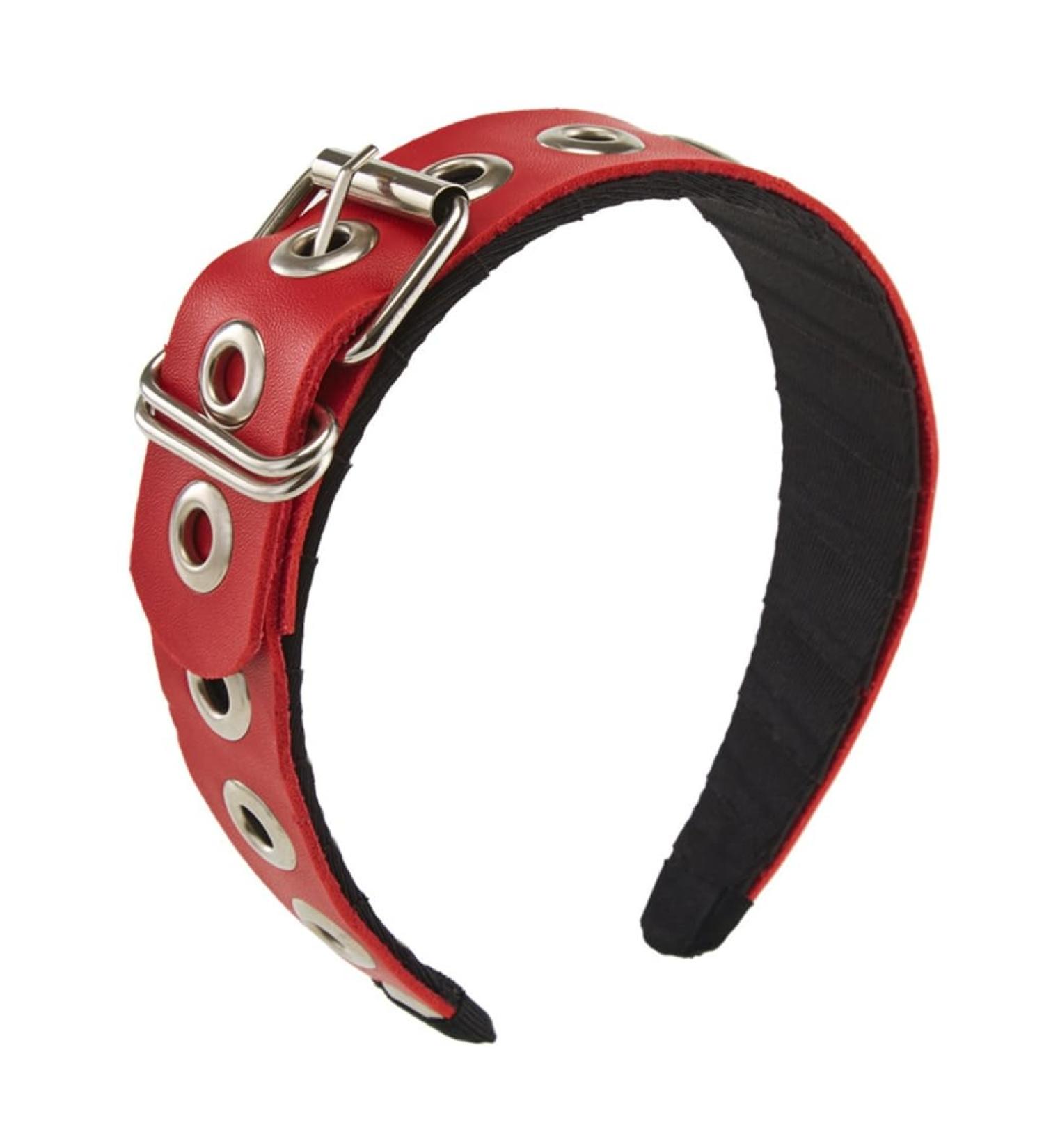 TQUXNGA PU Leather Headband Gothic Tiaras Leather Buckle Headband Rock Headband Punk Headband Steampunk PU Leather Headpiece Red - Buy Online on GoSupps.com