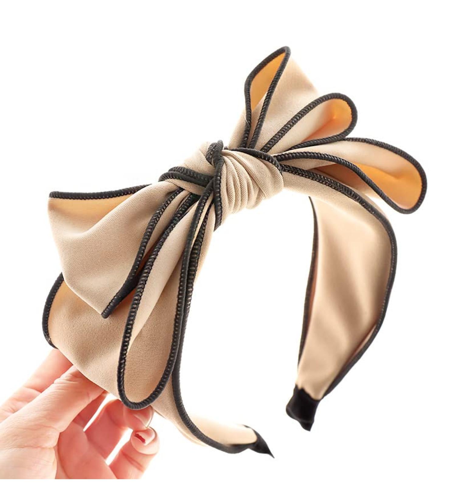 Sluxa Bow hairbands for women  cloth Hair Accessories Knotted Twist Cloth Adult Solid Color Green Headbands for Women.  Beige