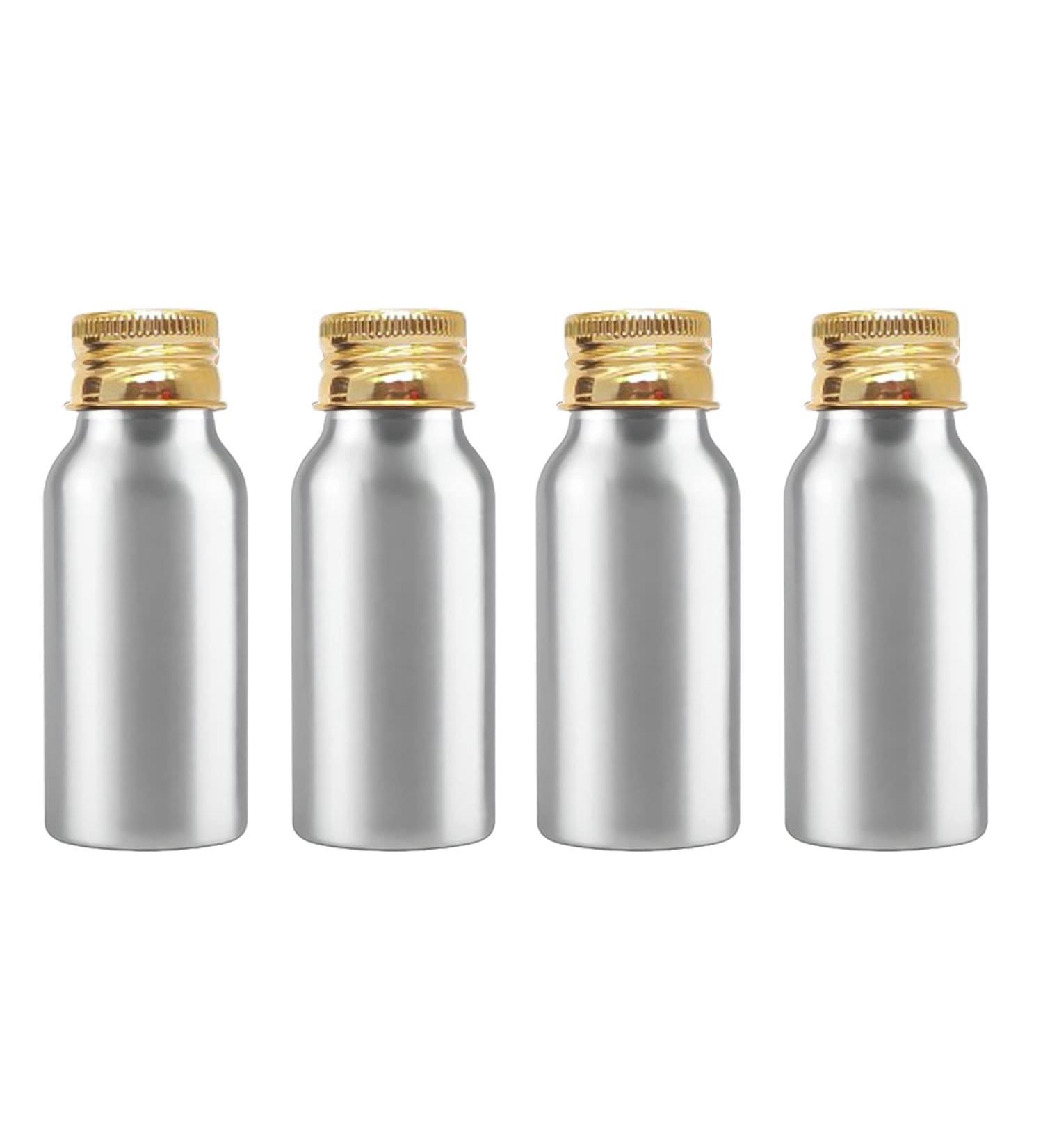 Zeoabsy 4-Pack 50ml Silver Aluminum Screw Bottles - Gold Lid | Cosmetic Essence & Oil Storage | Travel & Hotel Use - Buy Online on GoSupps.com