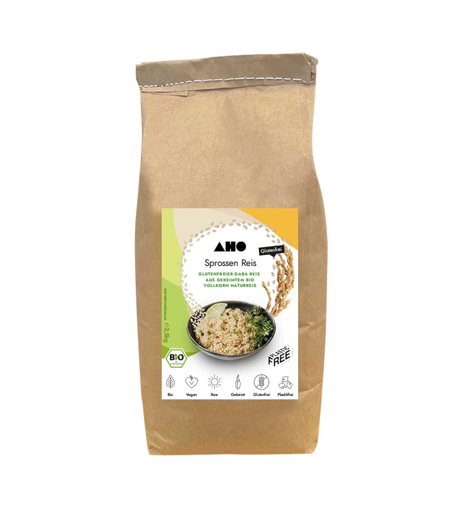 Aho Sprouts Rice 2.5 kg - Bio-Germinated Wholemeal GABA Rice with Gamma Amino Butyric Acid - Premium Quality for Healthy Living - Buy Online on GoSupps.com