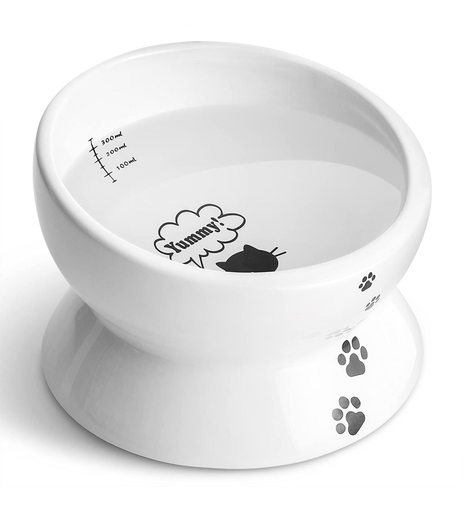 Y YHY Raised Ceramic Cat Food Bowl - 15oz Elevated Pet Water Bowl - No Spill, Dishwasher Safe White - Buy Online on GoSupps.com
