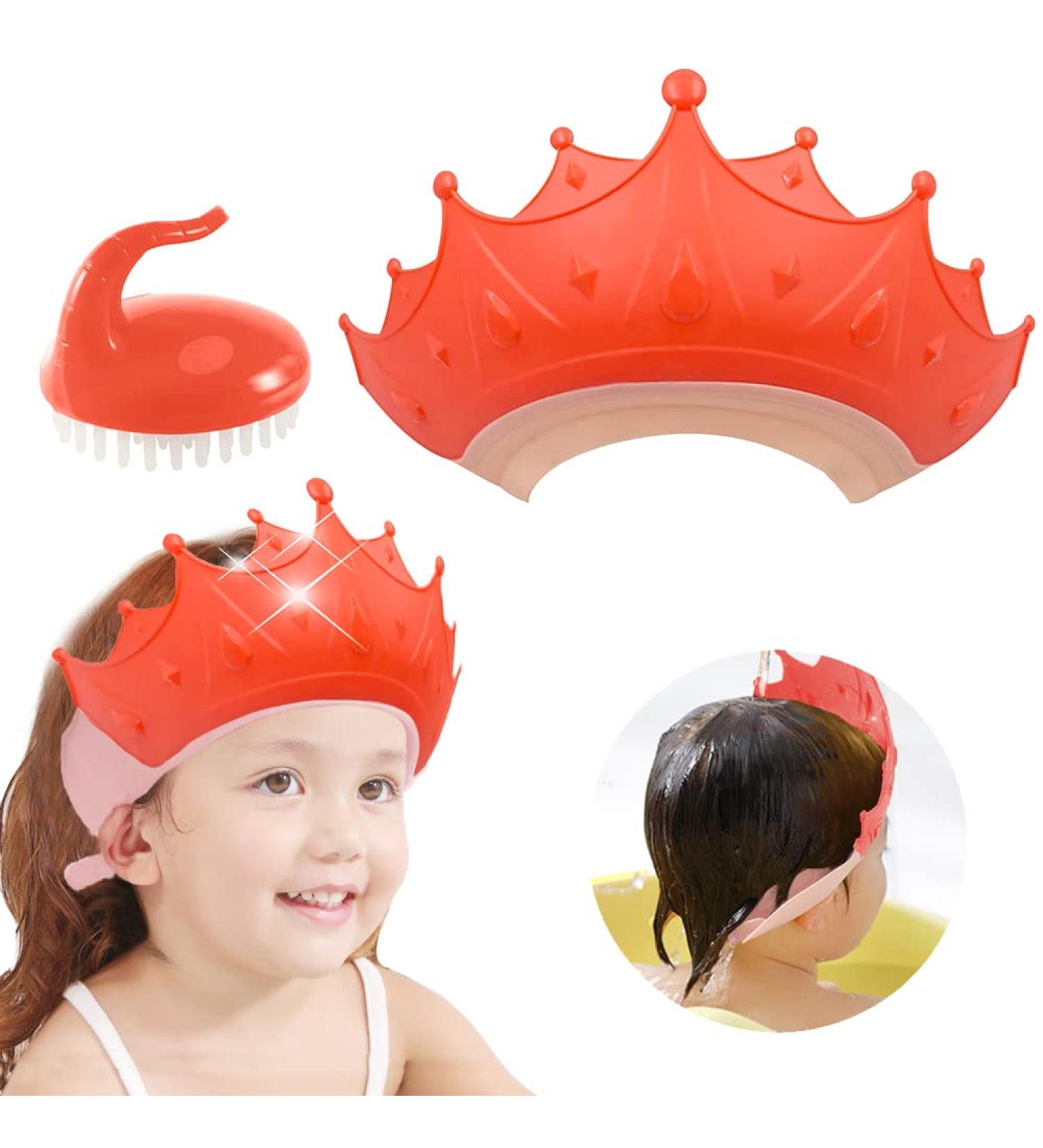 Adjustable Silicone Shower Hood for Kids - Hair Washing Protection & Eye Care | Shampoo Brush Included - Buy Online on GoSupps.com